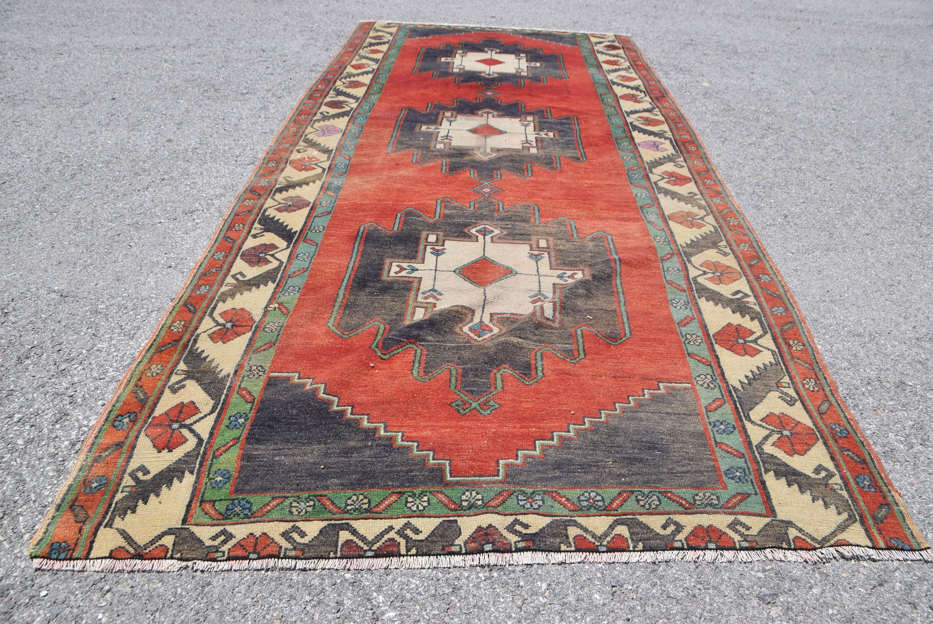 Dorm Rugs, Dining Room Rug, Kitchen Rug, 4.7x11.2 ft Large Rugs, Red Moroccan Rug, Bedroom Rug, Vintage Rugs, Turkish Rug