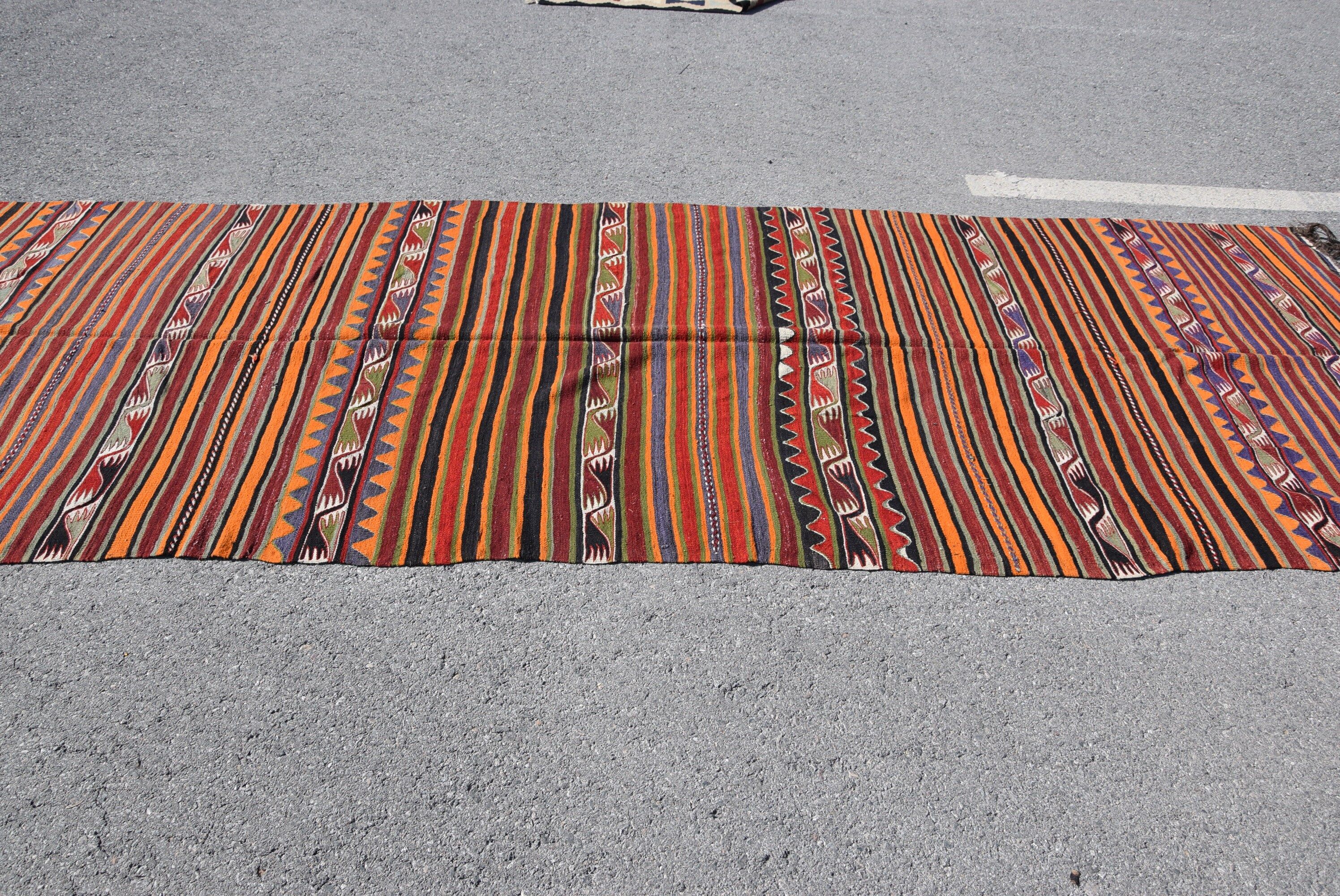 Oryantal Halı, Kilim, 4.5x13.2 ft Yolluk Halısı, Merdiven Halısı, Kırmızı Oushak Halısı, Türk Halıları, Vintage Halılar, Düğün Halısı, Fas Halıları, Koridor Halısı