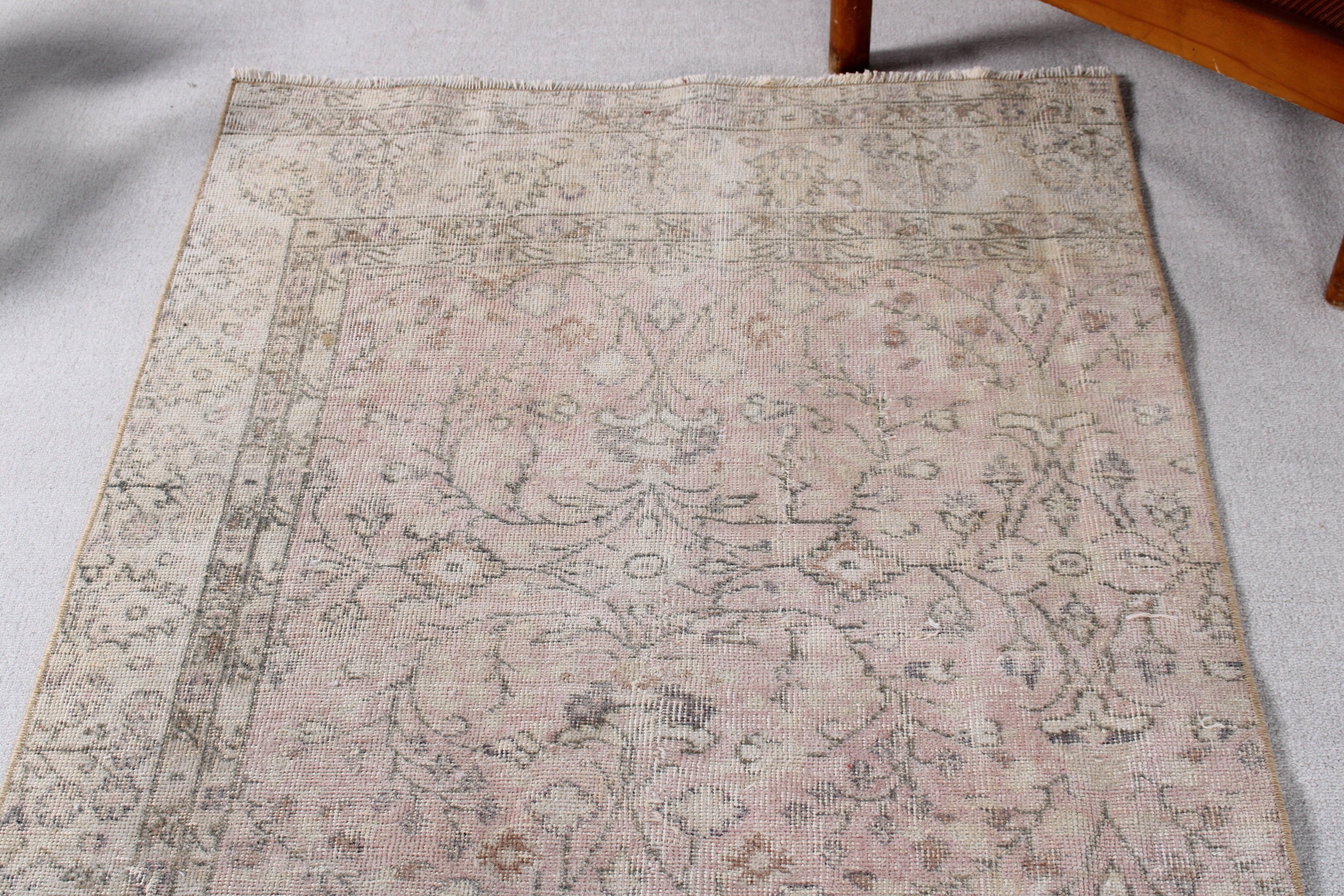 Mutfak Halıları, 3.4x10 ft Yolluk Halılar, Pembe Lüks Halı, Uzun Yolluk Halılar, Yer Halıları, El Dokuma Halı, Vintage Halı, Türk Halıları