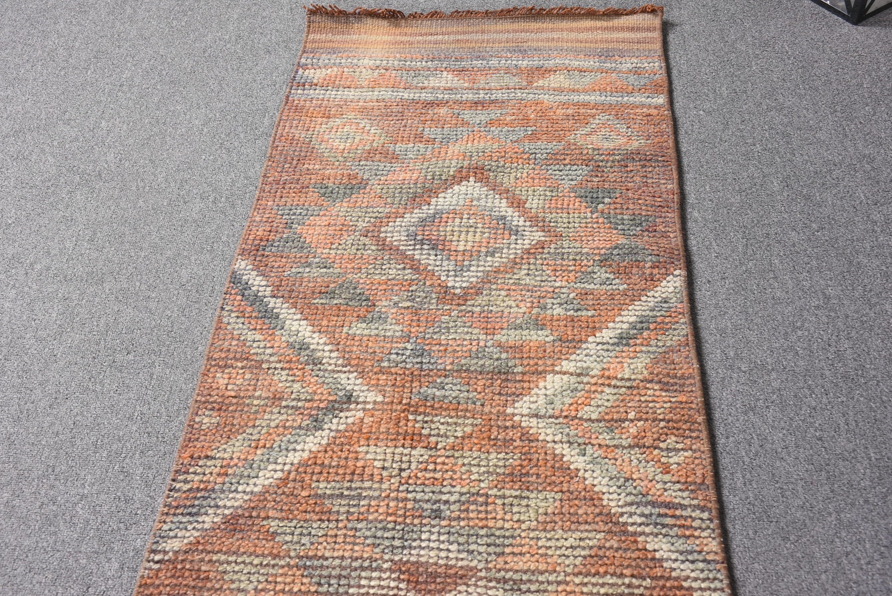 Vintage Rug, Dorm Rug, Corridor Rugs, 1.7x11.1 ft Runner Rug, Turkish Rugs, Home Decor Rug, Blue Wool Rug, Kitchen Rug