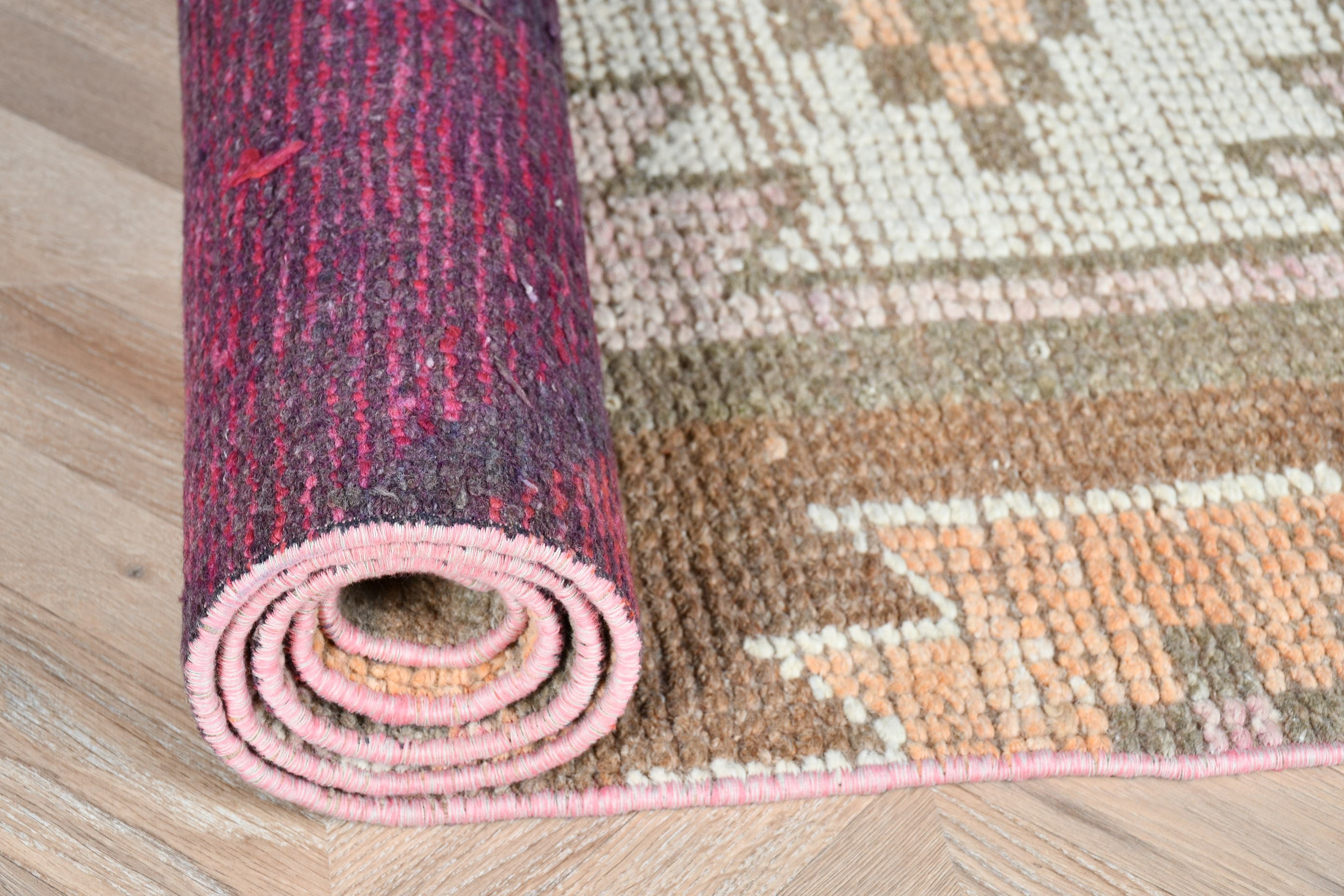 Bedroom Rug, Pink Oushak Rug, Anatolian Rugs, 2.8x10.8 ft Runner Rugs, Hallway Rugs, Corridor Rug, Eclectic Rugs, Vintage Rug, Turkish Rug