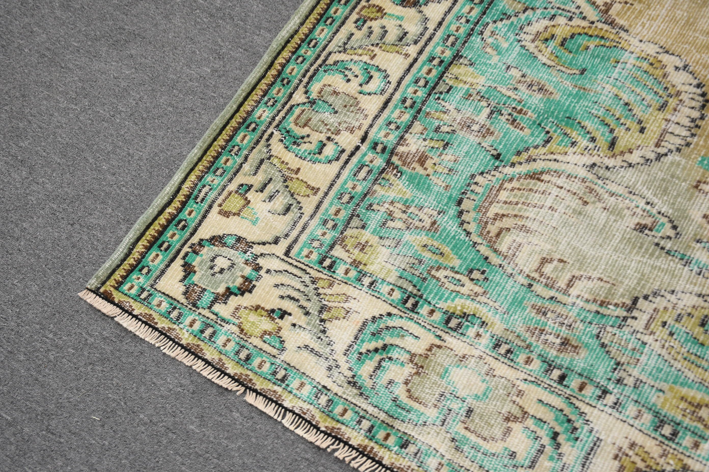 Dining Room Rug, Green Oriental Rug, Pale Rug, 6.4x8.5 ft Large Rug, Oushak Rugs, Living Room Rug, Antique Rug, Vintage Rug, Turkish Rug