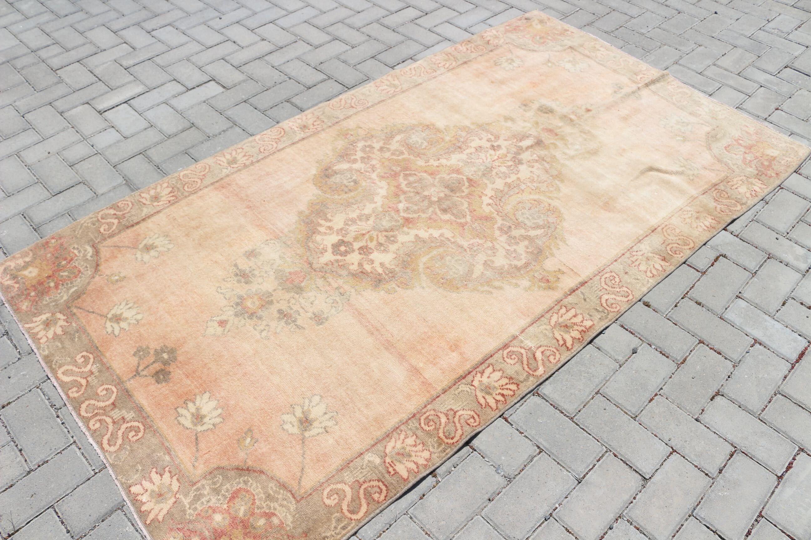 3.9x7.1 ft Area Rug, Home Decor Rug, Brown Antique Rugs, Rugs for Bedroom, Turkish Rugs, Vintage Rug, Indoor Rug, Oushak Rug, Bedroom Rugs