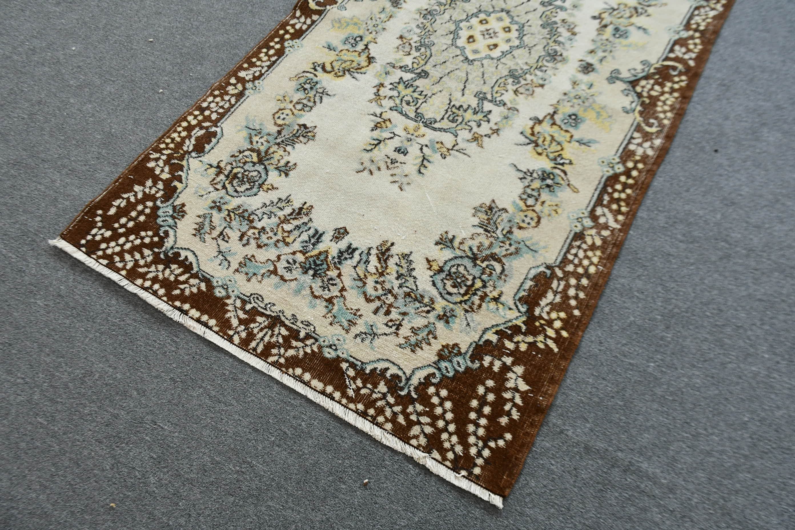 Floor Rug, Beige Wool Rug, Indoor Rug, 3.9x6.9 ft Area Rugs, Bedroom Rugs, Rugs for Kitchen, Vintage Rugs, Turkish Rugs