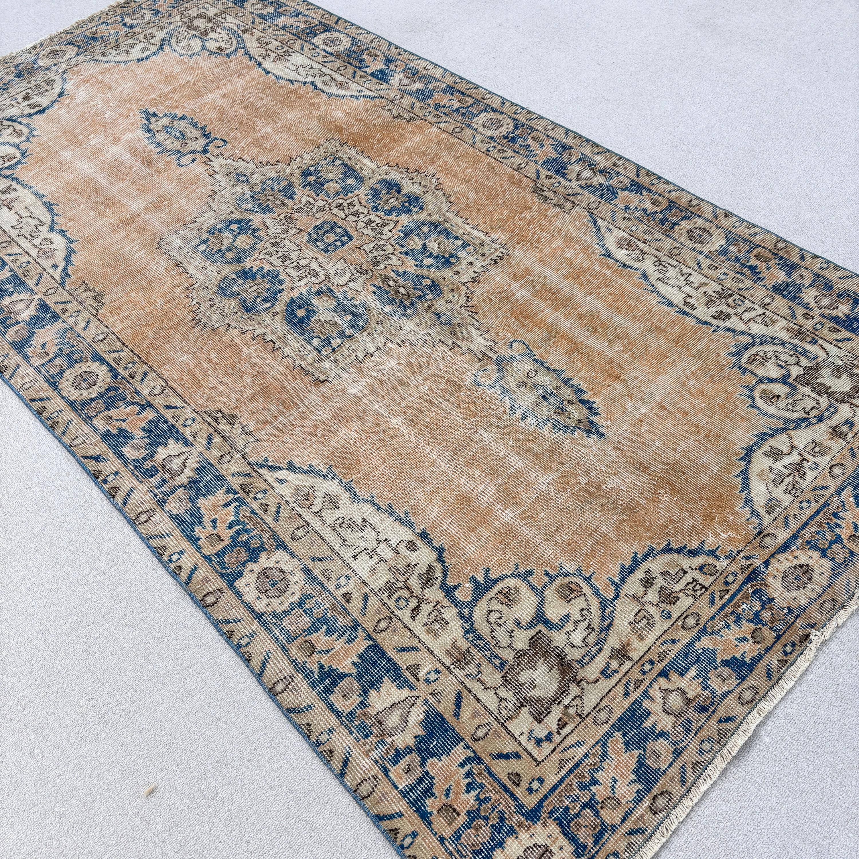 Indoor Rugs, Turkish Rug, Vintage Rug, Oriental Rugs, Home Decor Rugs, 4.6x8.6 ft Area Rugs, Blue Cool Rugs, Nursery Rug, Boho Rugs