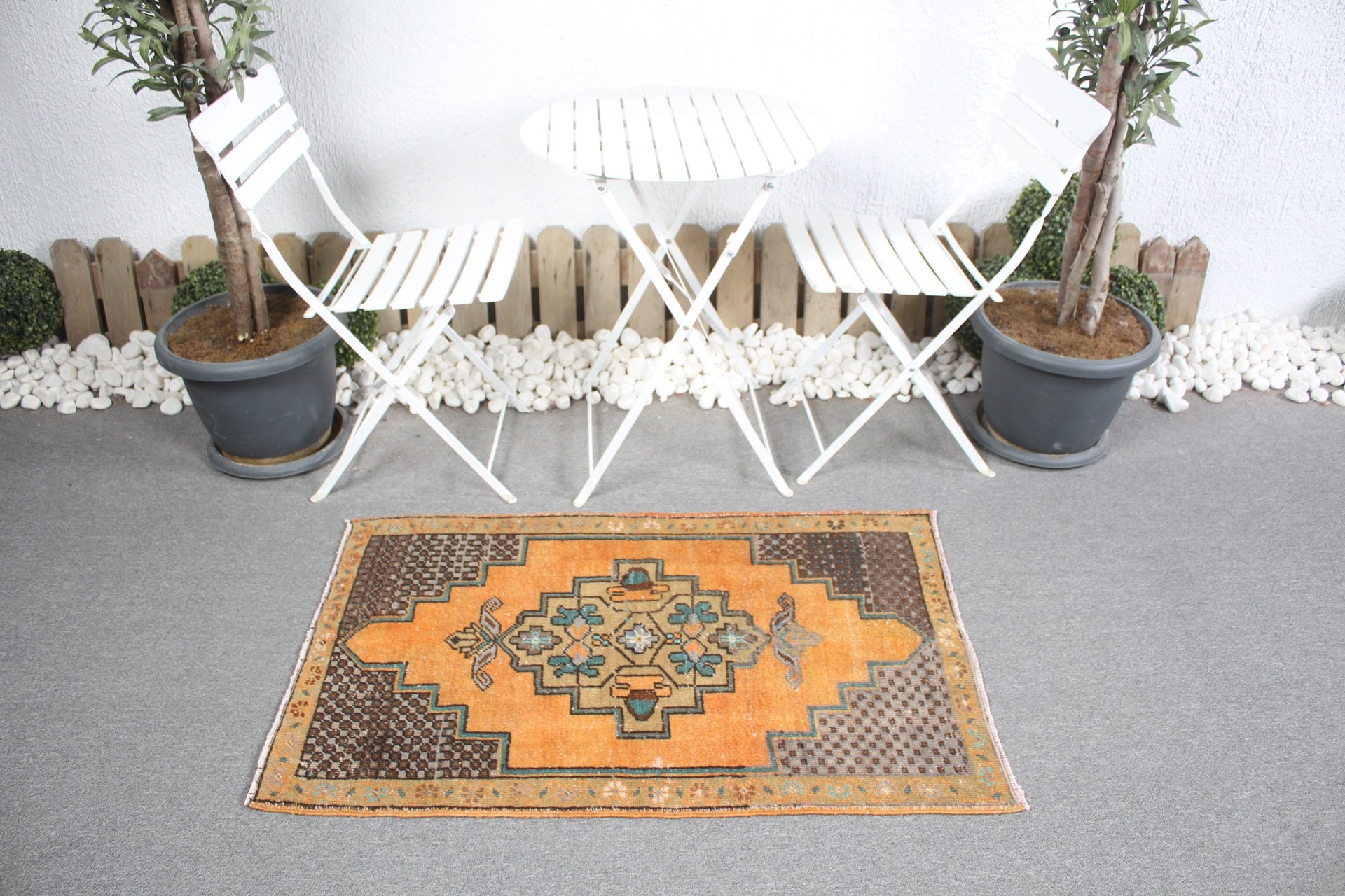 Car Mat Rug, Muted Rug, 2.5x3.8 ft Small Rug, Entry Rugs, Oushak Rugs, Orange Antique Rugs, Vintage Rugs, Turkish Rugs