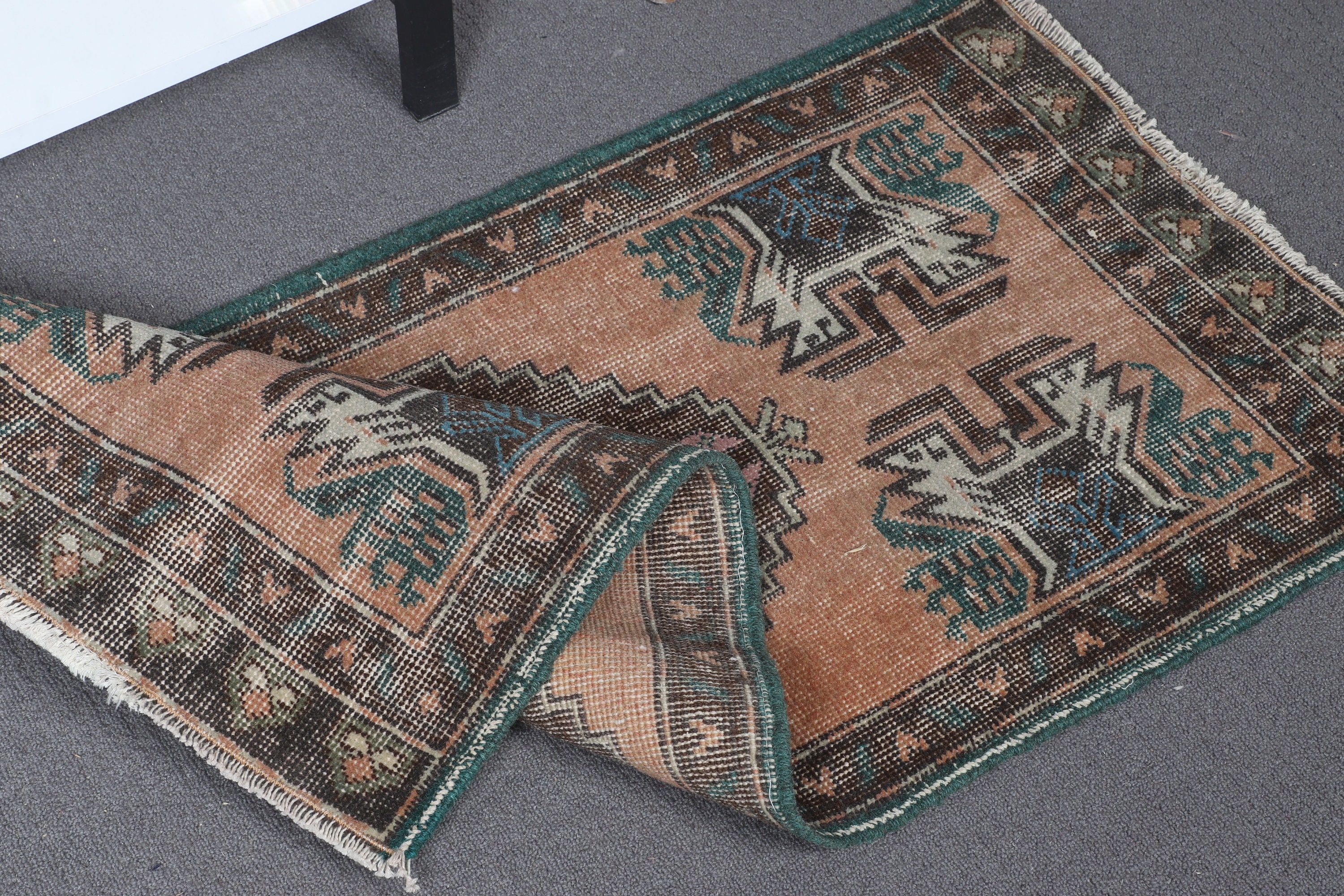 Vintage Rug, Kitchen Rugs, Brown Statement Rug, Moroccan Rug, Turkish Rugs, 1.6x3.4 ft Small Rugs, Small Vintage Rug, Door Mat Rugs