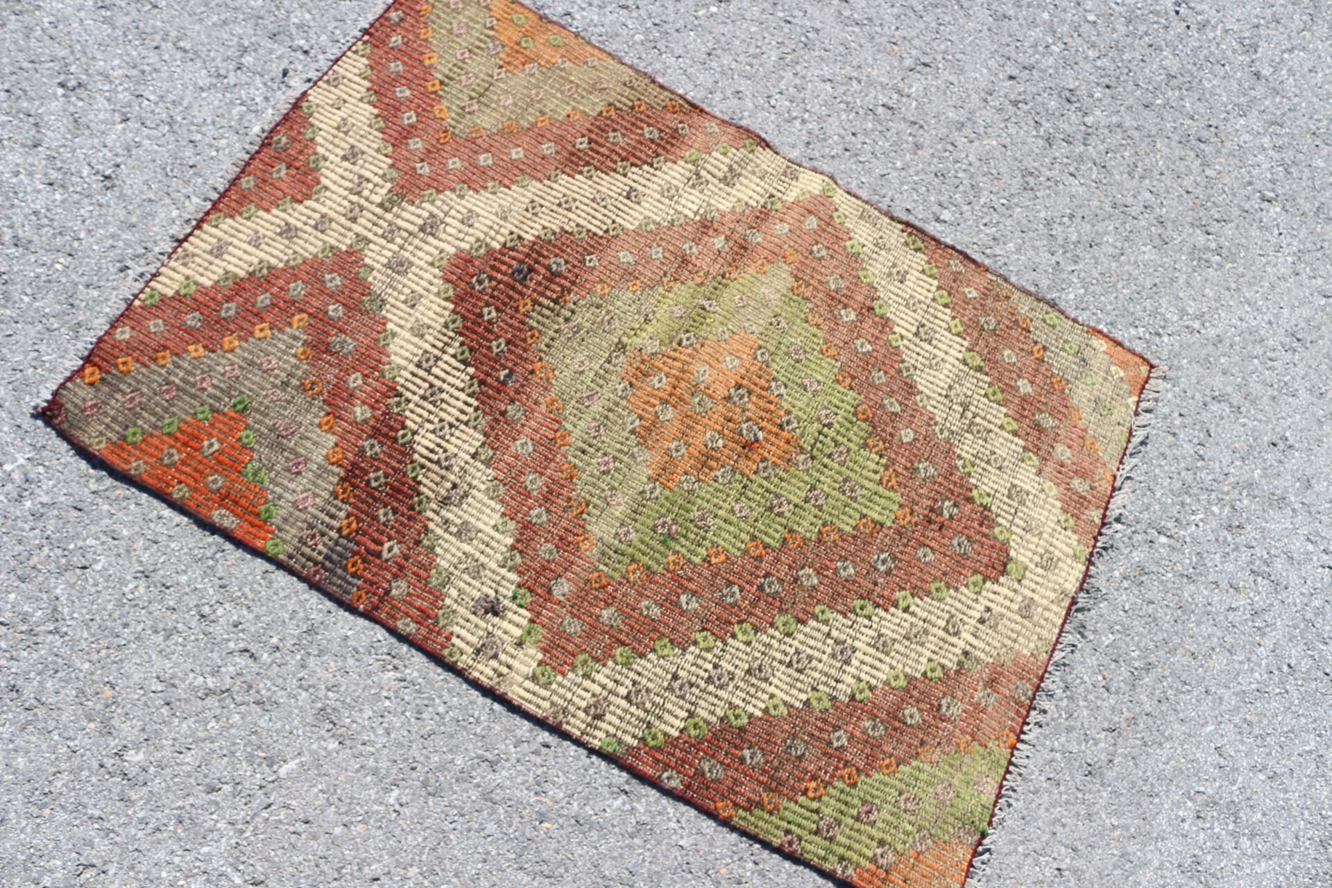 Car Mat Rug, 2.6x3.8 ft Small Rugs, Green Anatolian Rug, Antique Rug, Vintage Rug, Kilim, Nursery Rug, Art Rug, Turkish Rugs