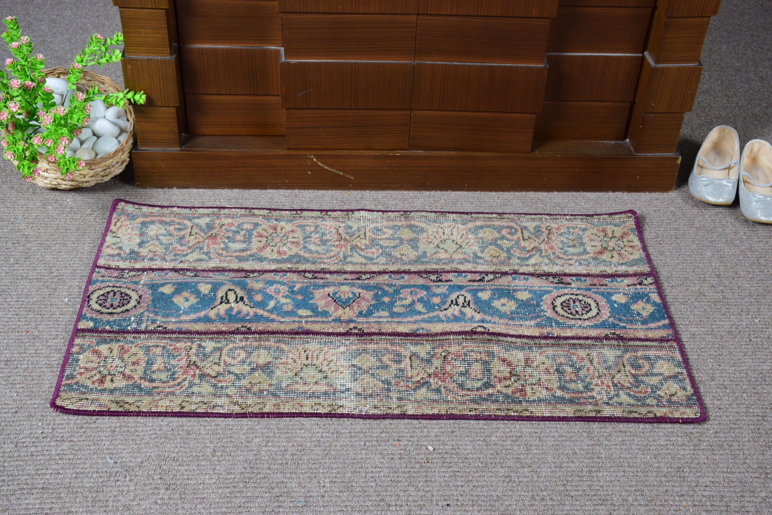 Turkish Rug, Rugs for Entry, Vintage Rug, Purple Kitchen Rugs, Antique Rug, Distressed Rug, 1.7x3 ft Small Rug, Bedroom Rug