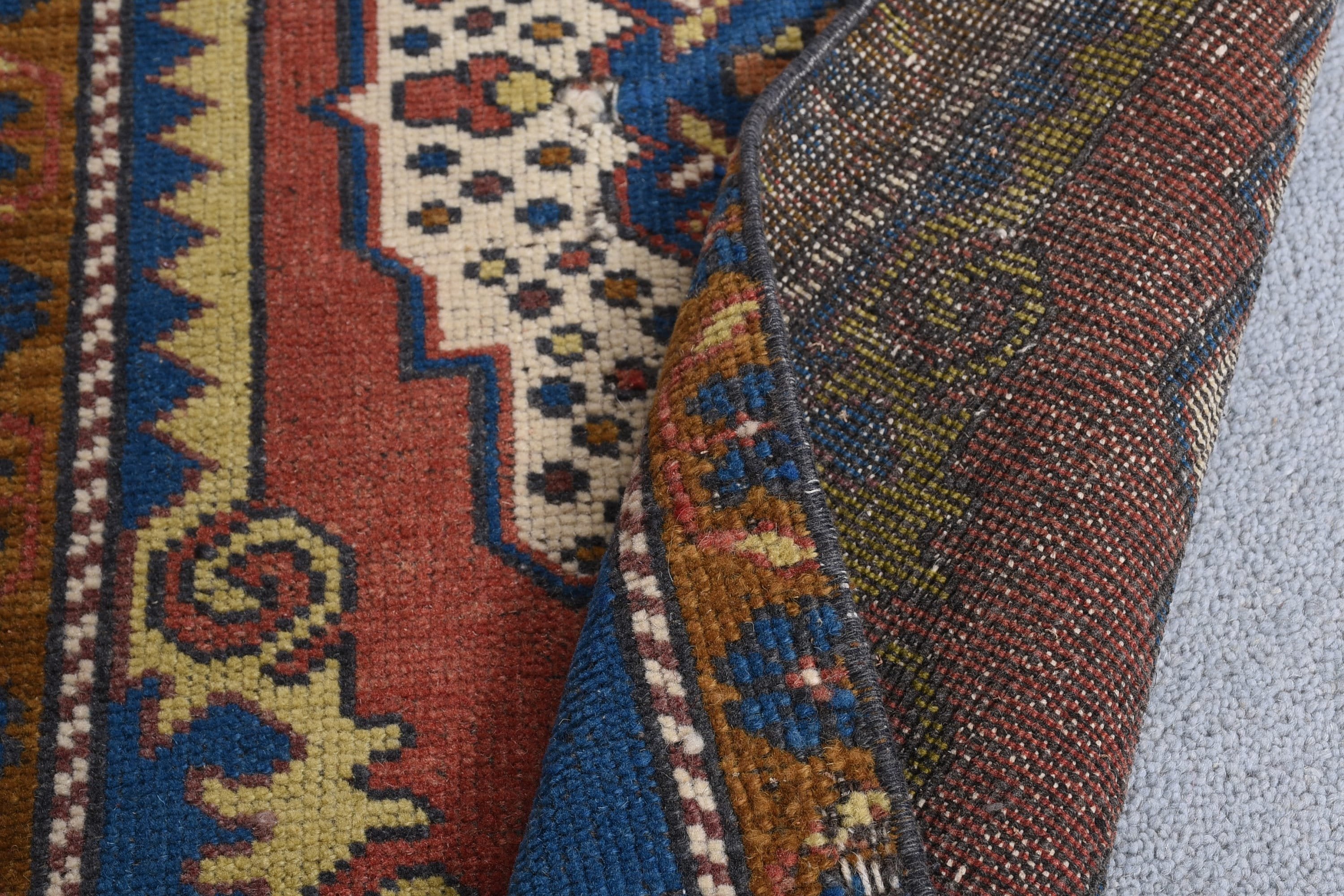 Office Rug, Turkish Rugs, Wool Rug, Dorm Rug, Car Mat Rugs, Vintage Rug, Bedroom Rug, 1.5x3.7 ft Small Rugs, Rugs for Bath, Home Decor Rug
