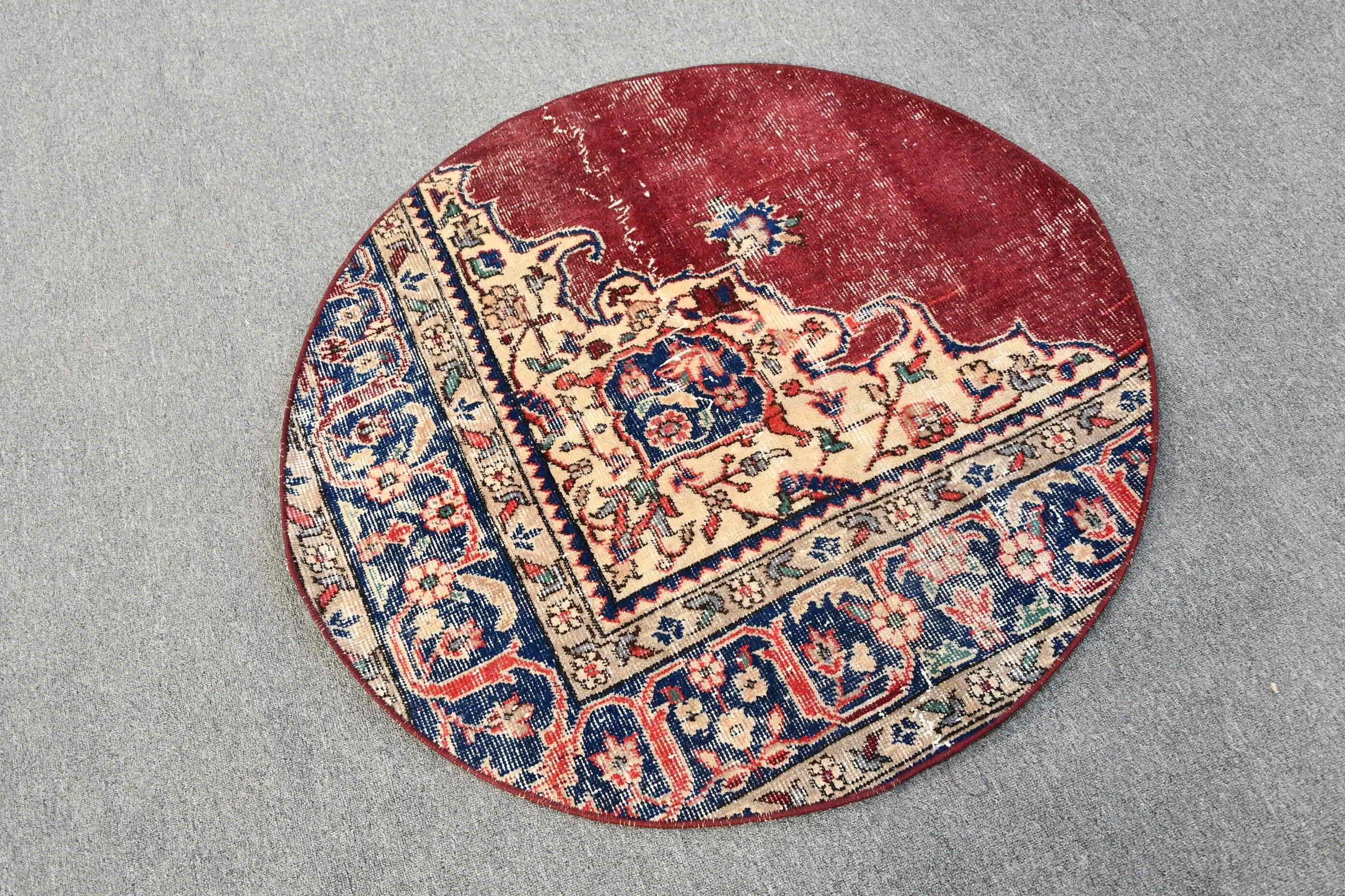 Vintage Rug, Turkish Rug, Rugs for Door Mat, Bath Rug, Door Mat Rug, Moroccan Rug, Red Oriental Rugs, Cool Rug, 3.1x3.1 ft Small Rug