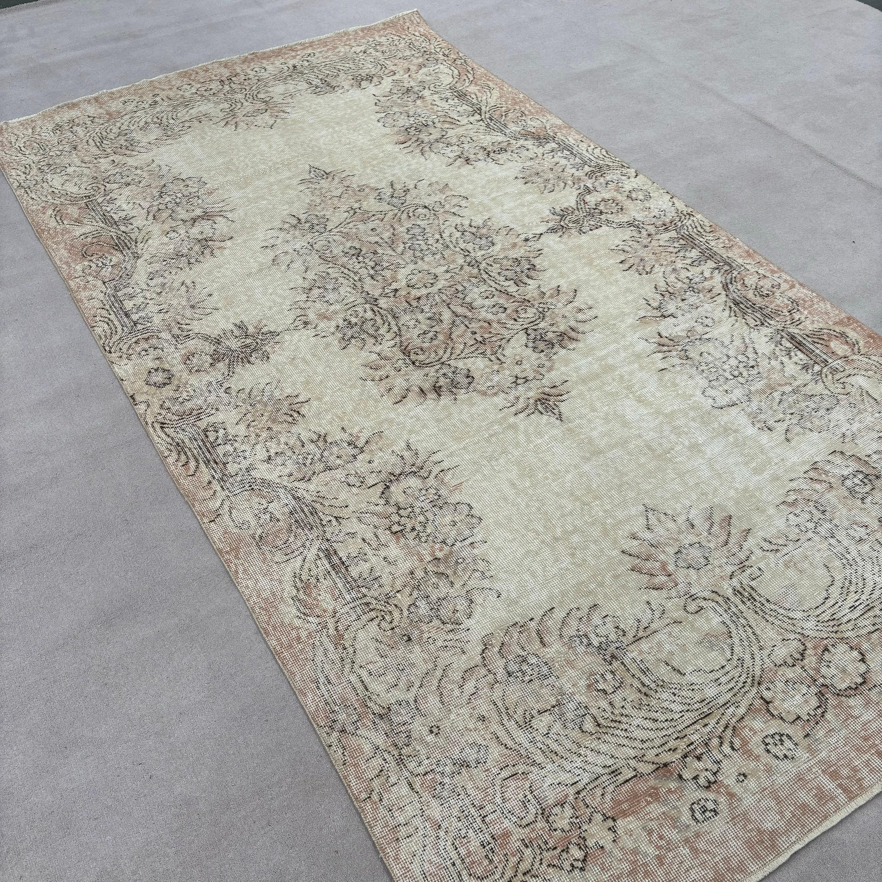 Oushak Halı, Yer Halısı, 5.2x9.3 ft Büyük Halılar, Türk Halıları, Büyük Vintage Halı, Vintage Halı, Büyük Oushak Halıları, Egzotik Halılar, Bej Boho Halı