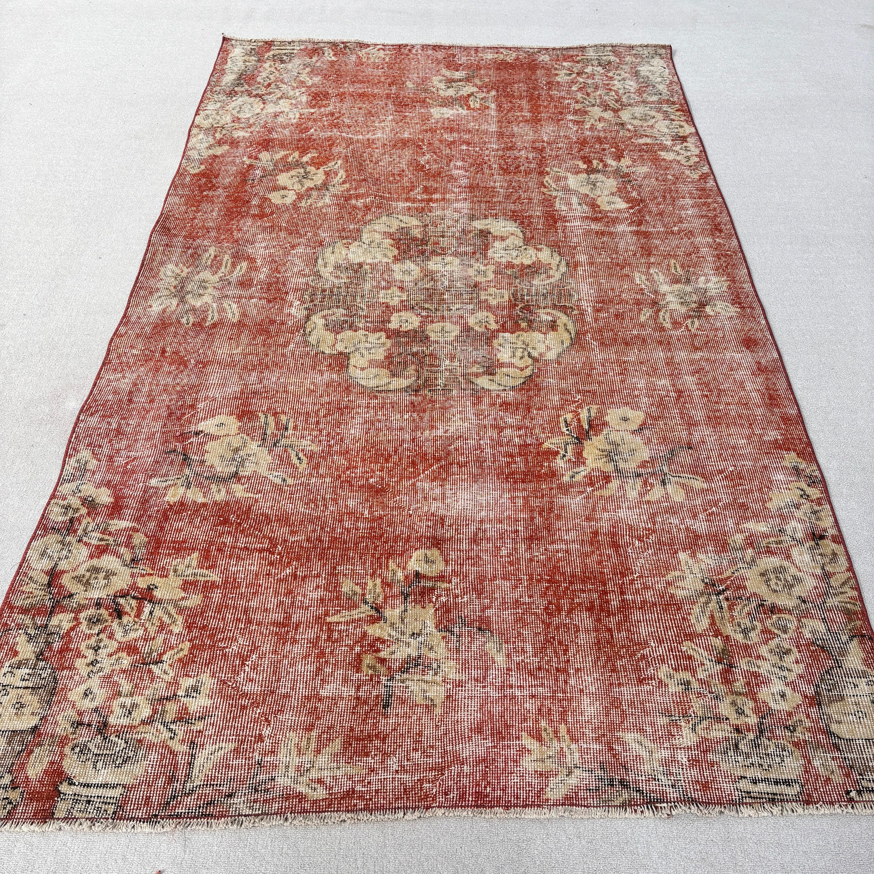 Türk Halısı, 5.2x8.7 ft Büyük Halılar, Büyük Oushak Halıları, Vintage Halı, Oturma Odası Halısı, Turuncu Lüks Halı, Yatak Odası Halıları