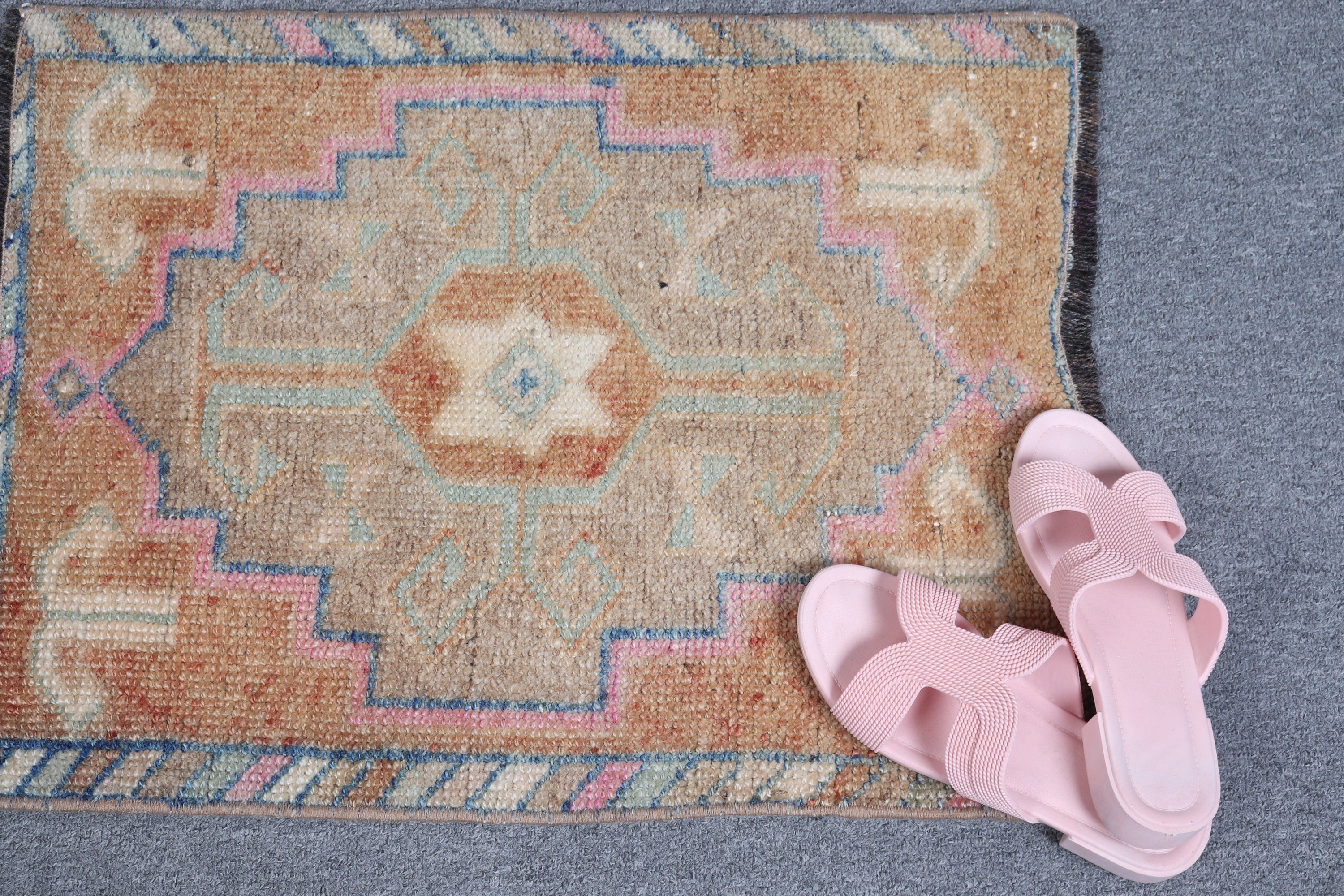 Orange Bedroom Rug, Vintage Rugs, Wool Rug, Bath Rug, Rugs for Entry, 1.5x2 ft Small Rugs, Turkish Rug, Oriental Rugs, Nursery Rug, Old Rug