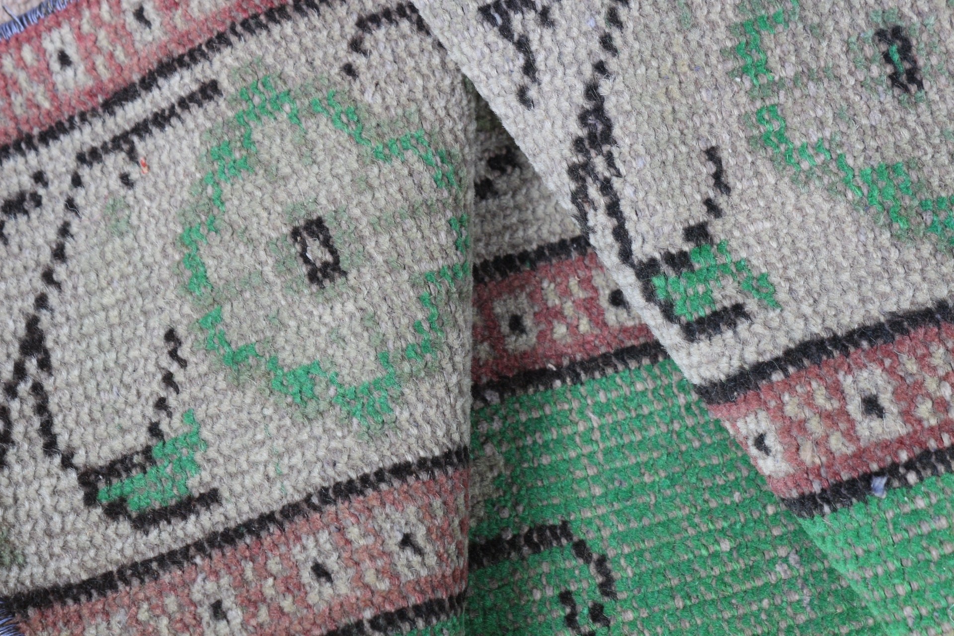 Green Antique Rugs, Bohemian Rug, Vintage Rug, Home Decor Rugs, Kitchen Rugs, 2.5x1.5 ft Small Rug, Turkish Rug, Bathroom Rugs, Cool Rugs
