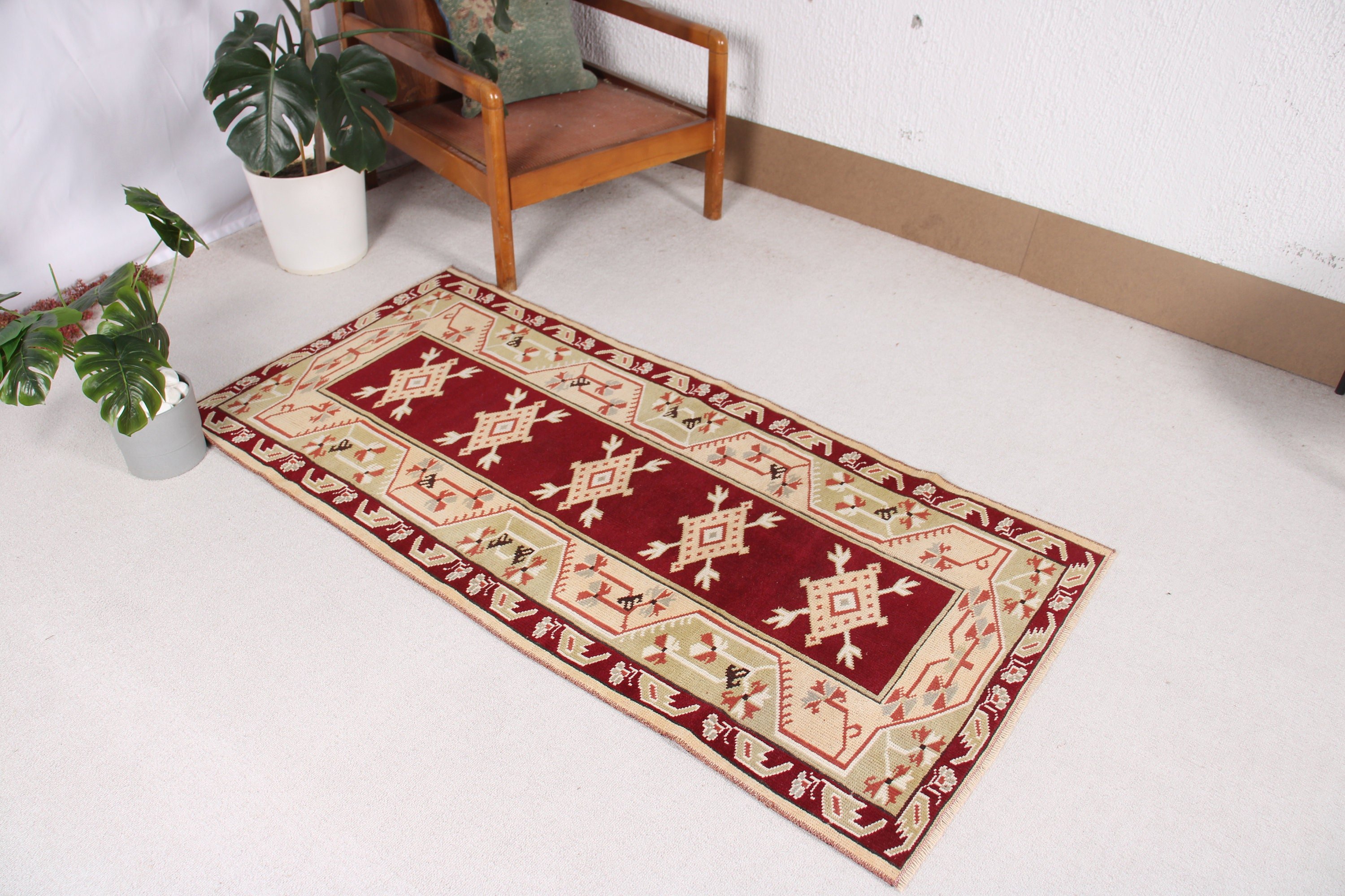 Turkish Rugs, Red Statement Rug, 2.6x5.4 ft Small Rugs, Vintage Rug, Outdoor Rug, Bedroom Rugs, Nursery Rugs, Boho Rugs