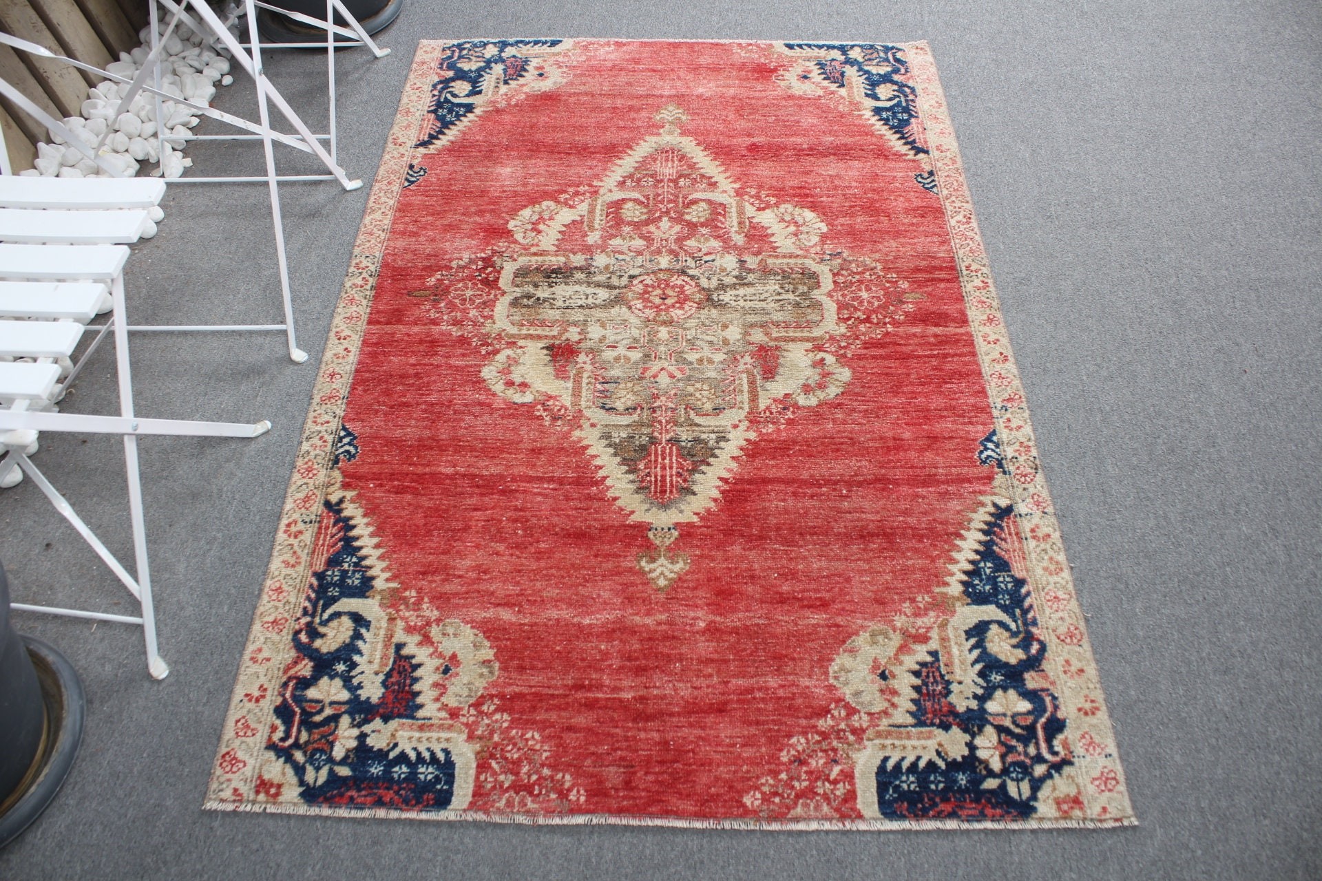 Vintage Rug, Turkish Rug, Nursery Rug, 3.6x5.4 ft Accent Rug, Red Bedroom Rug, Eclectic Rug, Floor Rug, Rugs for Entry