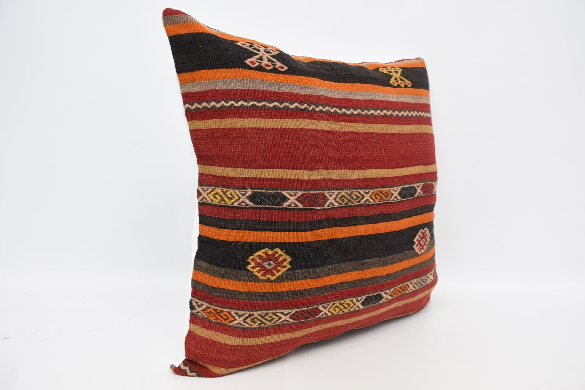 Throw Kilim Pillow, Kilim Cushion Sham, Turkish Kilim Pillow, Accent Cushion Case, 28"x28" Red Cushion Cover