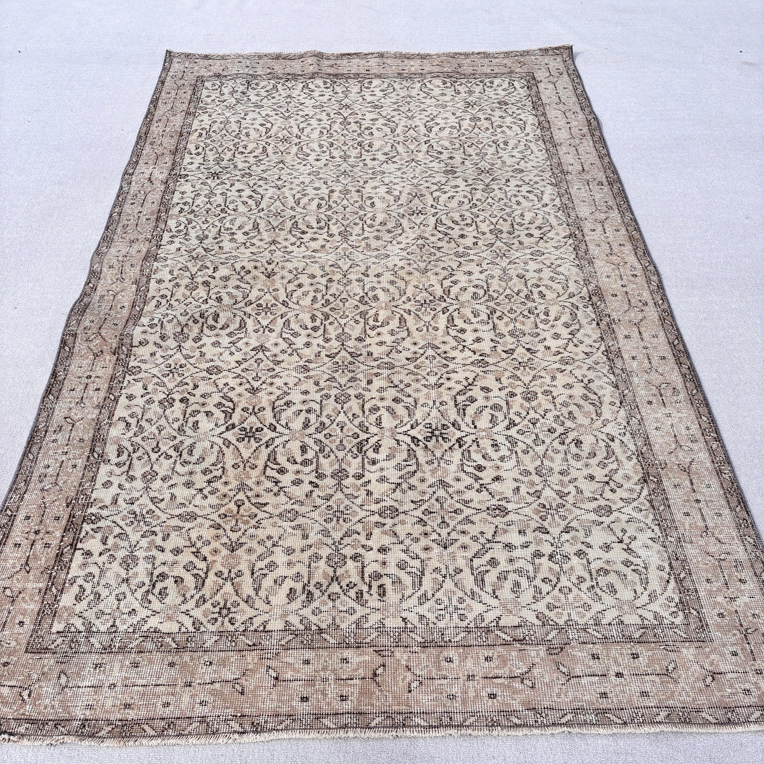 Vintage Halılar, Ev Dekorasyonu Halısı, Büyük Boho Halısı, Geometrik Halısı, 5.4x8.5 ft Büyük Halıları, Bej El Dokuma Halıları, Türk Halıları, Oturma Odası Halısı