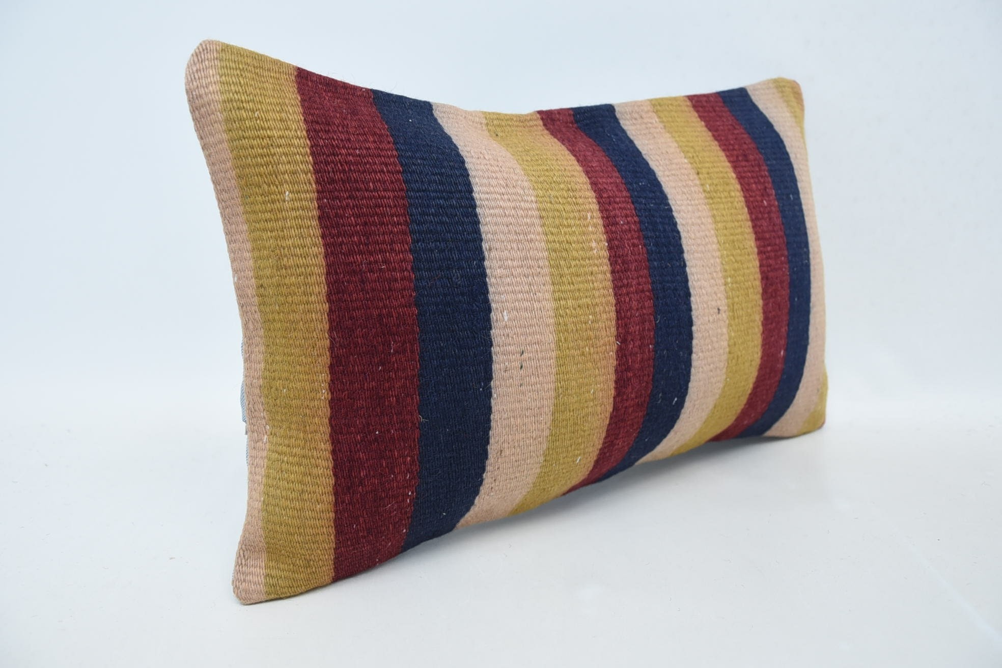 Yün Kilim Yastık Minder Kılıfı, El Yapımı Kilim Minder, Kırlent Kilim Yastık, İç Tasarım Yastık, 12"x20" Kırmızı Yastık