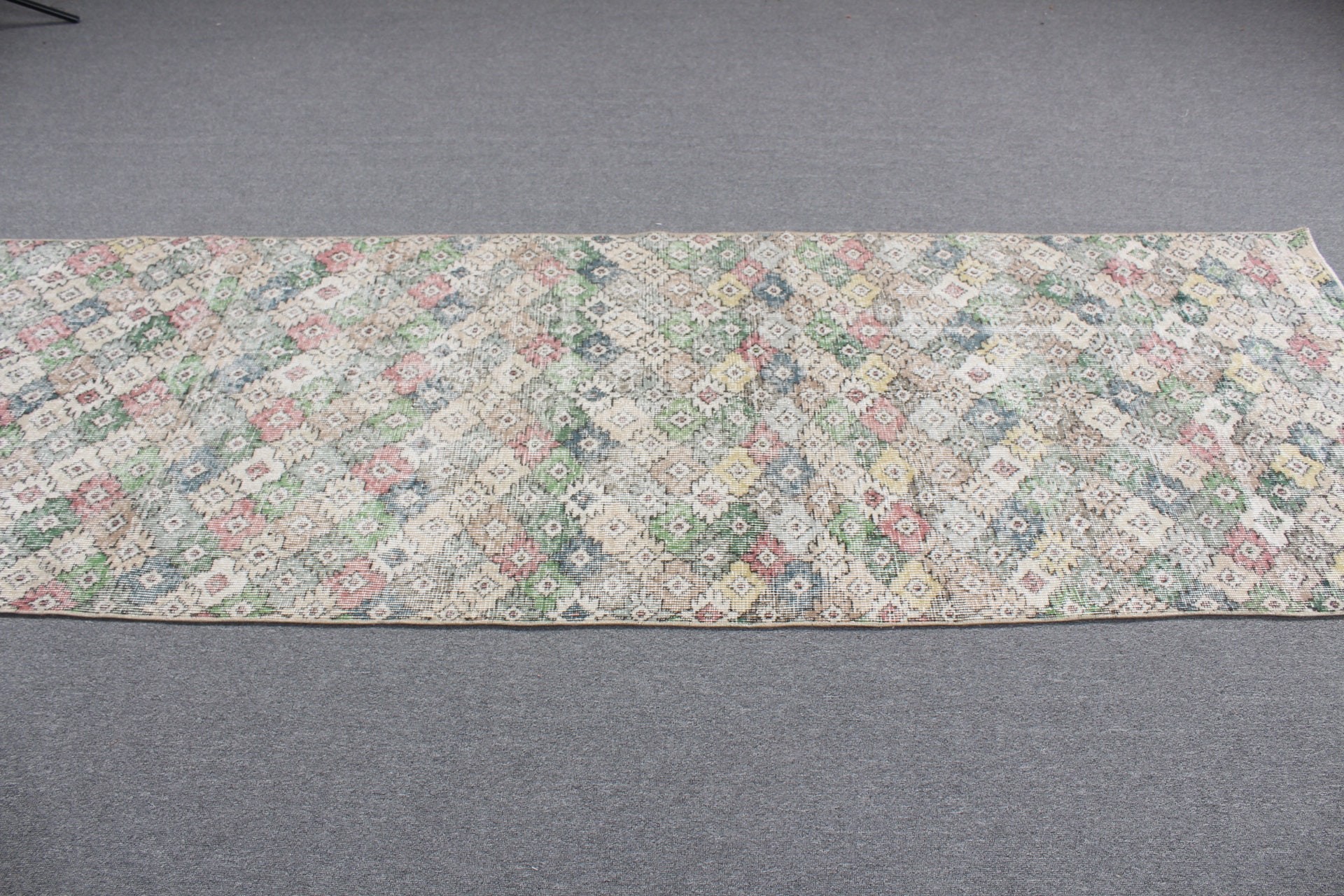 Rugs for Stair, Kitchen Rug, 3.1x9.3 ft Runner Rugs, Wool Rug, Turkish Rug, Green Oriental Rug, Vintage Rug, Corridor Rug