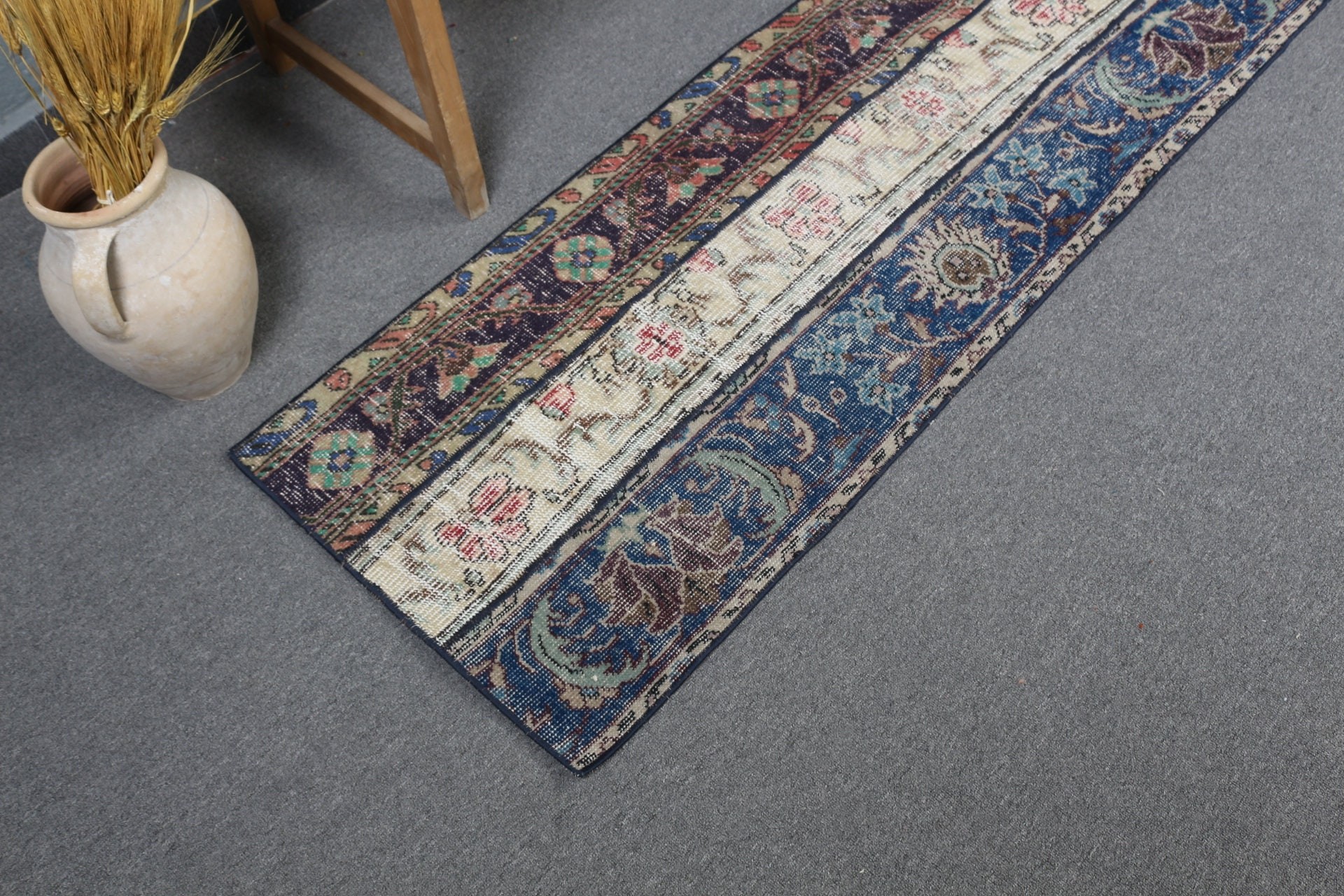 Koridor Halıları, Koridor Halıları, Mutfak Halıları, Vintage Halı, Yatak Odası Halıları, Mavi 1.9x6.5 ft Runner Halıları, Türk Halısı, Havalı Halı