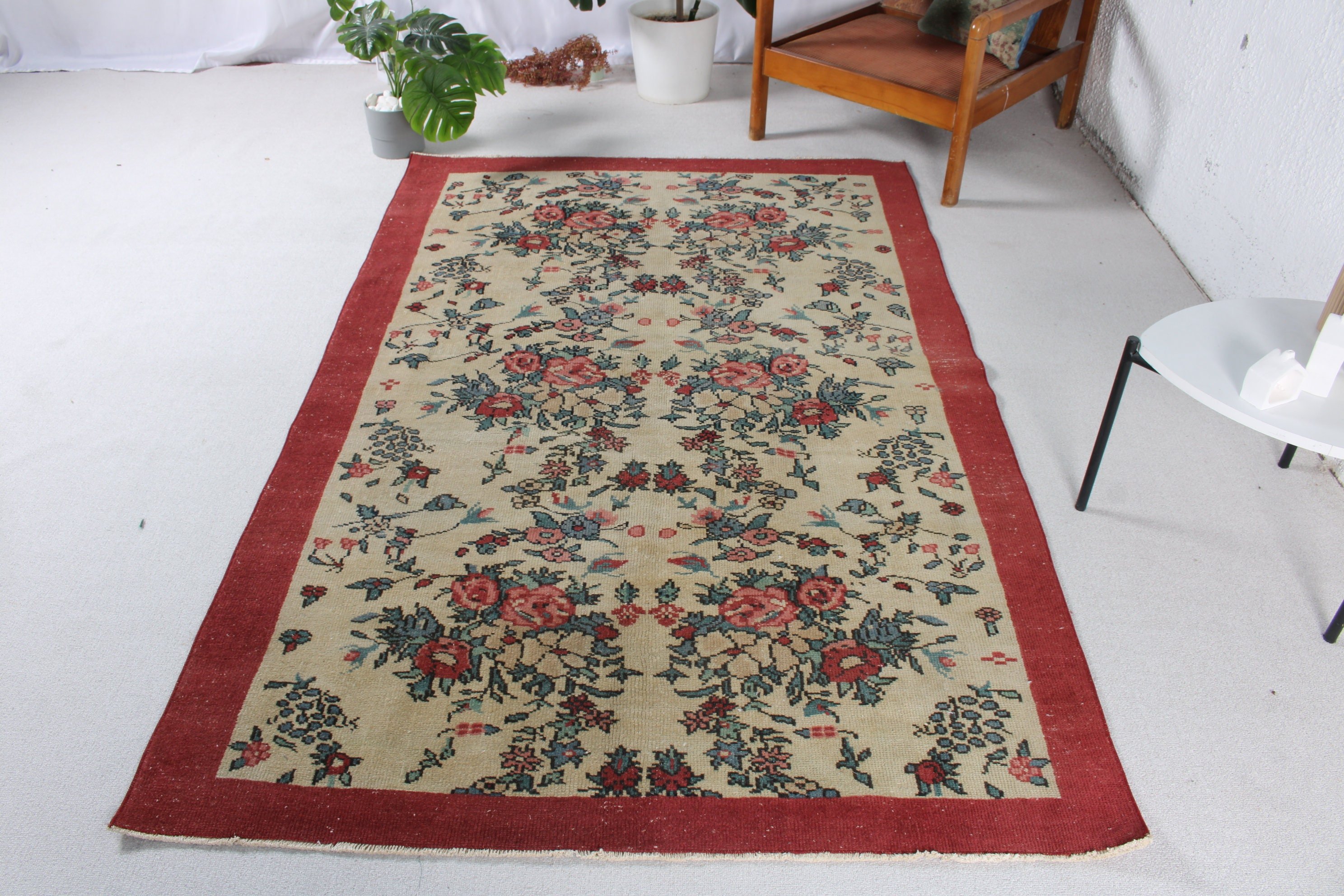 Handwoven Rug, Bedroom Rugs, Red Floor Rug, Bohemian Rugs, Vintage Rug, Oushak Area Rugs, Turkish Rug, 4.6x7 ft Area Rug, Dining Room Rugs