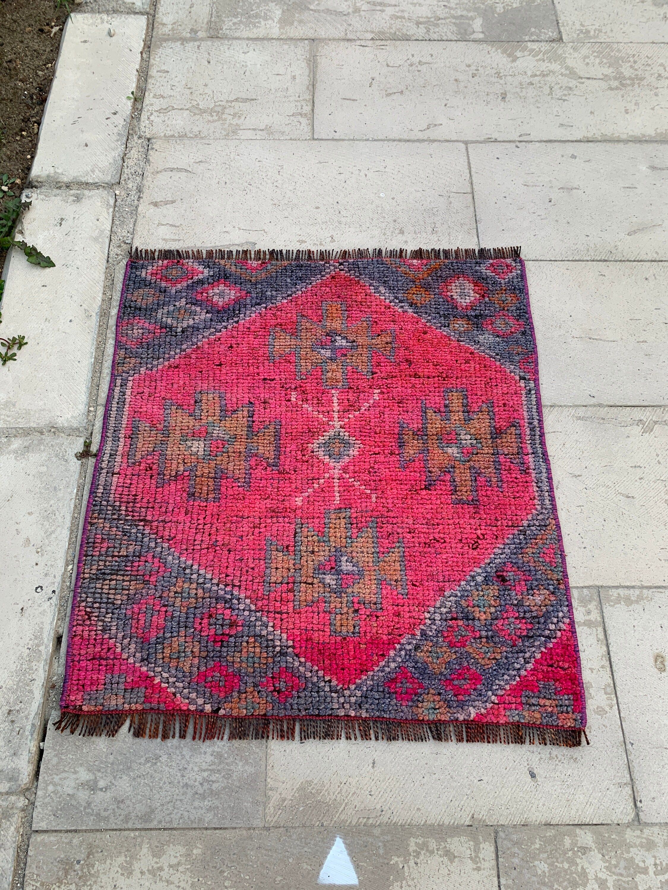 Oryantal Halı, Paspas Halısı, Türk Halısı, Vintage Halı, Pembe Oryantal Halılar, Giriş Halısı, Banyo Halıları, 2,3x2,7 ft Küçük Halılar, Antika Halı