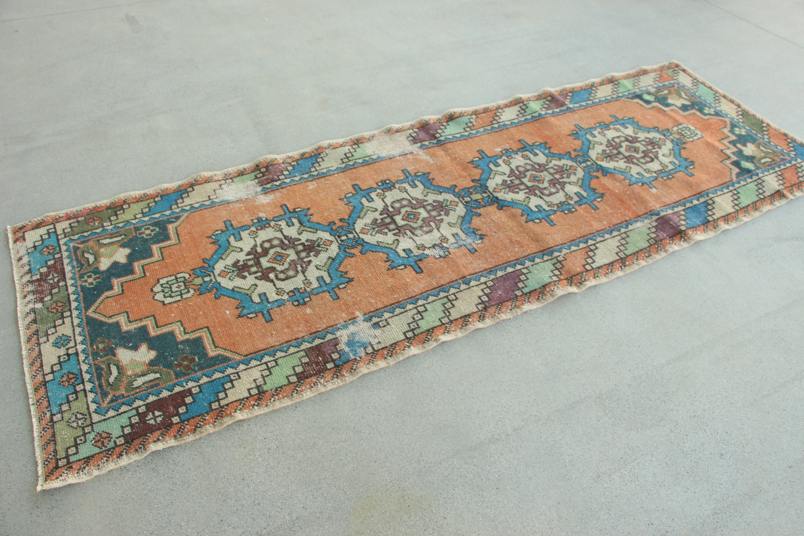 Corridor Rugs, Cool Rugs, Vintage Rugs, Outdoor Rug, Turkish Rugs, Handwoven Rugs, 3.1x9 ft Runner Rugs, Blue Neutral Rug, Stair Rugs