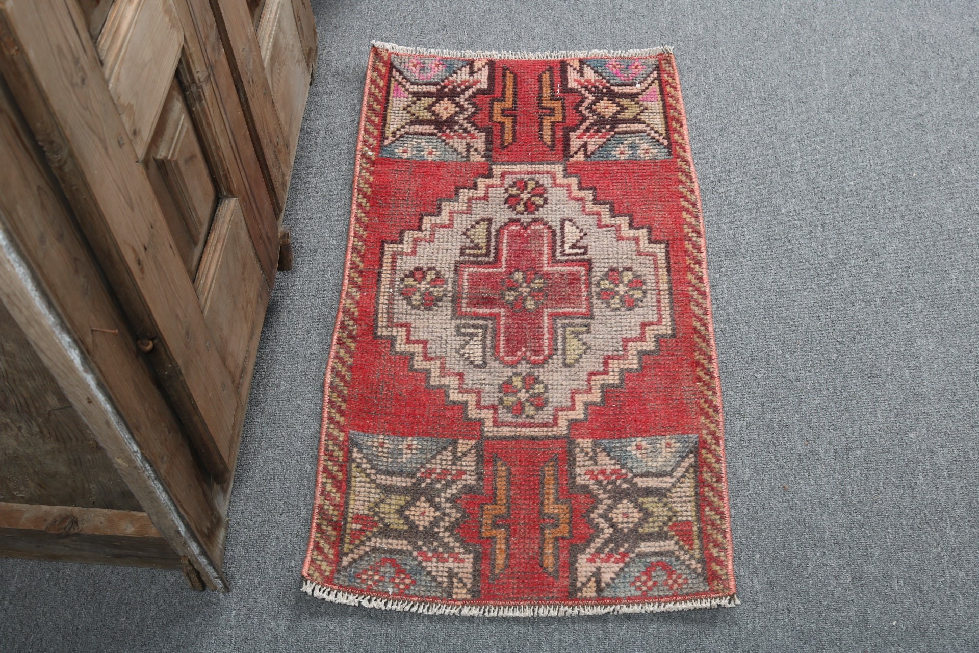 Kitchen Rugs, Red Modern Rugs, Entry Rugs, Boho Rugs, Modern Rug, Turkish Rugs, Vintage Rugs, Rugs for Nursery, 1.5x2.8 ft Small Rug