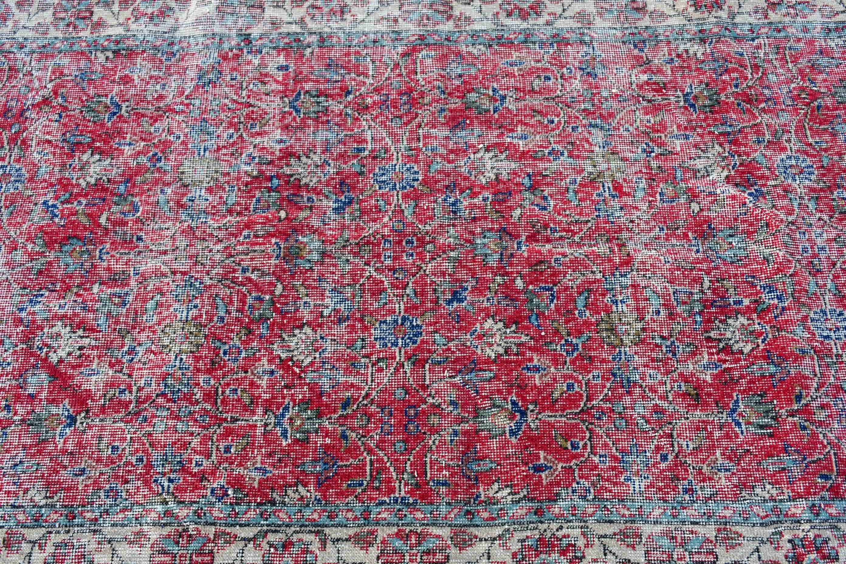 Red Cool Rug, Kitchen Rug, Anatolian Rug, Living Room Rug, Turkish Rug, Floor Rug, 3.9x6.9 ft Area Rug, Vintage Rug, Rugs for Indoor