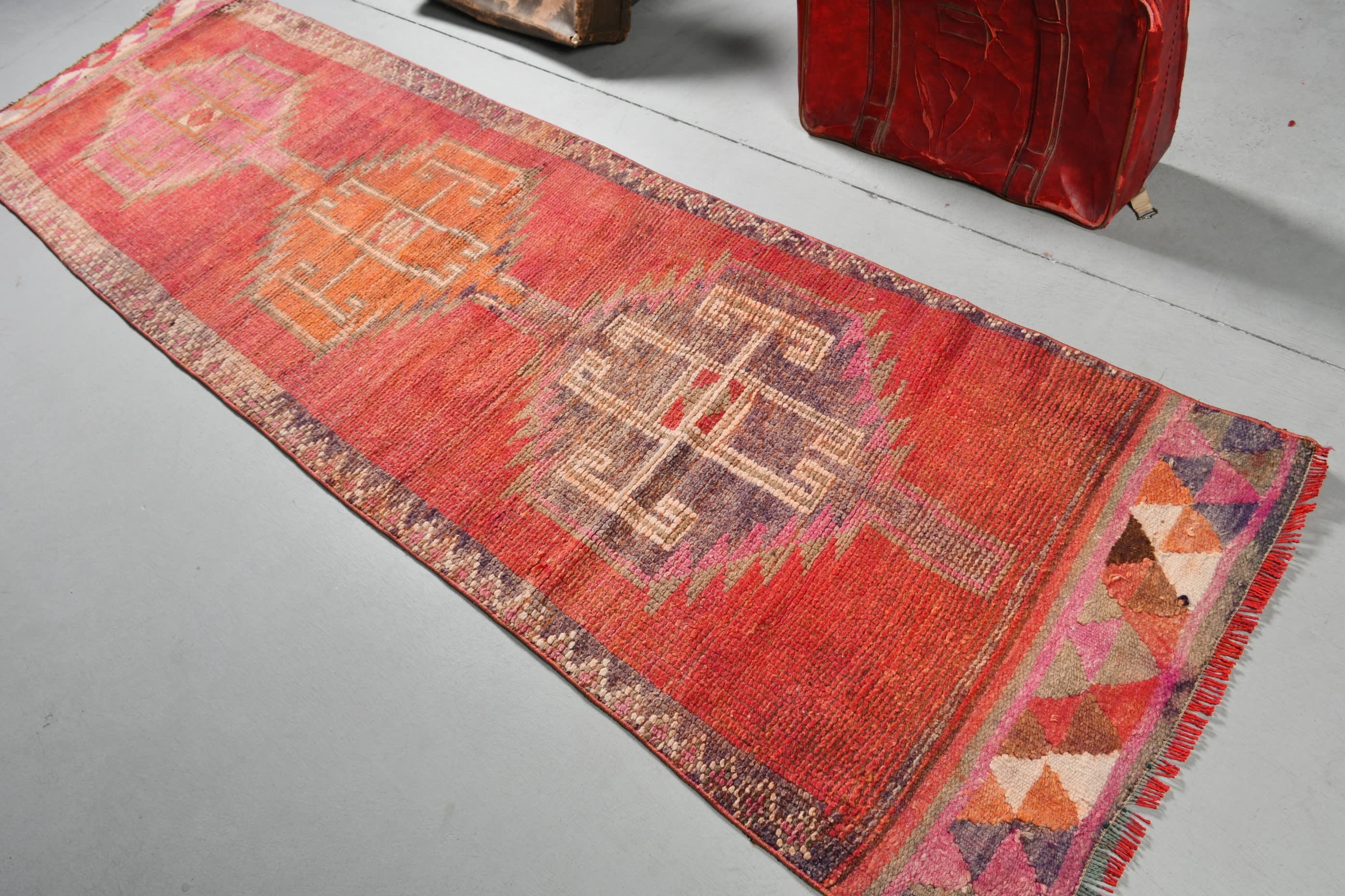 Red Bedroom Rugs, Hallway Rugs, Turkish Rug, Moroccan Rugs, Vintage Rug, Stair Rug, Oushak Rug, Rugs for Runner, 2.9x10.2 ft Runner Rugs