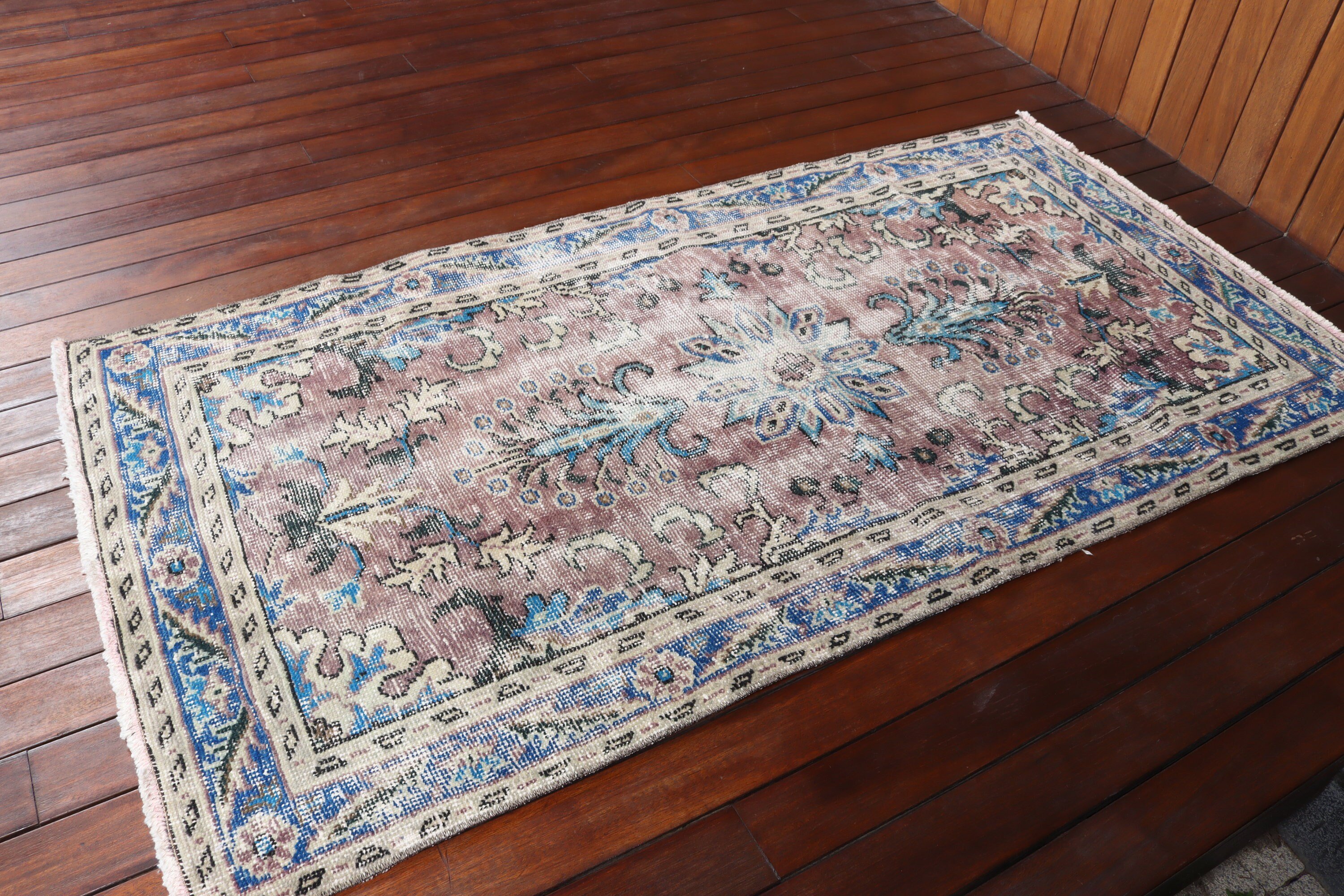 Vintage Vurgulu Halılar, Vintage Vurgulu Halı, Oryantal Halılar, 3,1x5,9 ft Vurgulu Halı, Türk Halısı, Mor Havalı Halılar, Vintage Halılar, Yer Halısı