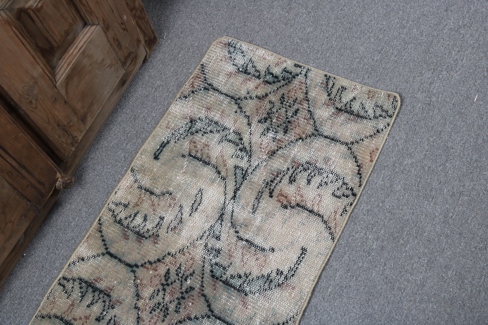 Vintage Rug, Luxury Rug, Oriental Rugs, Kitchen Rugs, Office Rug, Green Handwoven Rug, Small Area Rugs, 1.6x3.3 ft Small Rugs, Turkish Rugs