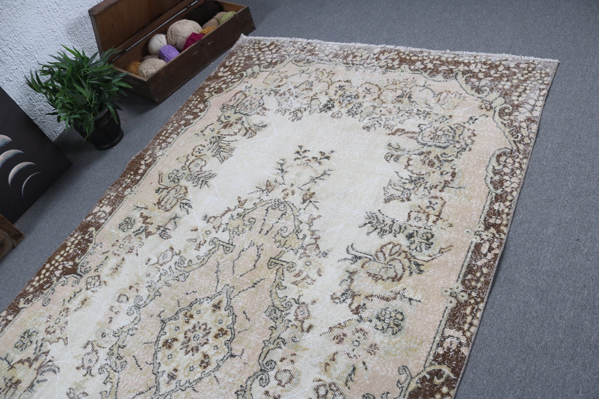 Geleneksel Halı, Vintage Halı, Düz Dokuma Halılar, Yatak Odası Halıları, Bej Zemin Halısı, Salon Halısı, 5.2x10.5 ft Büyük Halılar, Salon Halıları, Türk Halısı