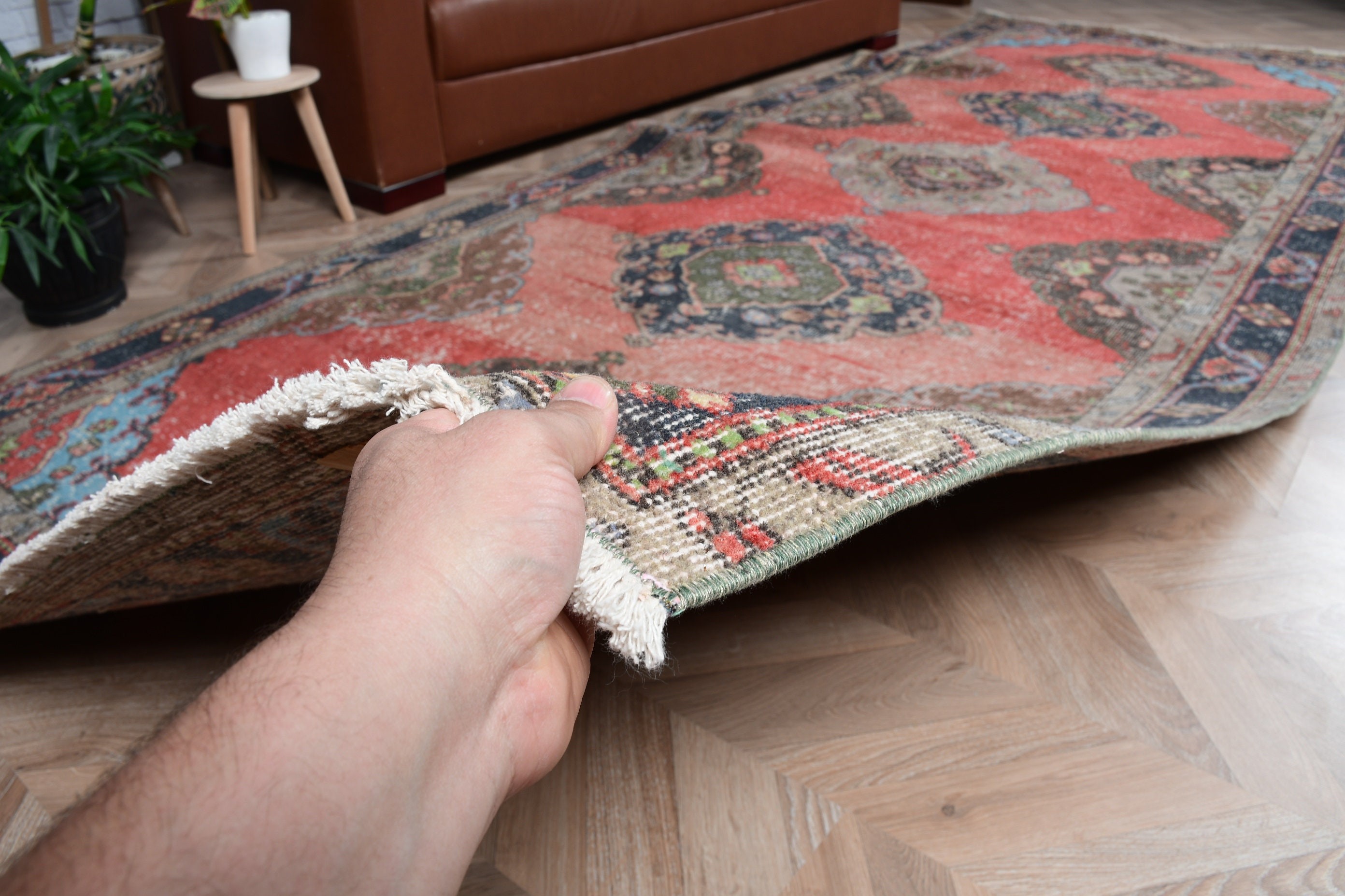 Rugs for Dining Room, Bedroom Rug, Anatolian Rug, Wool Rug, Salon Rug, Vintage Rugs, 4.9x12.1 ft Large Rug, Red Moroccan Rugs, Turkish Rug