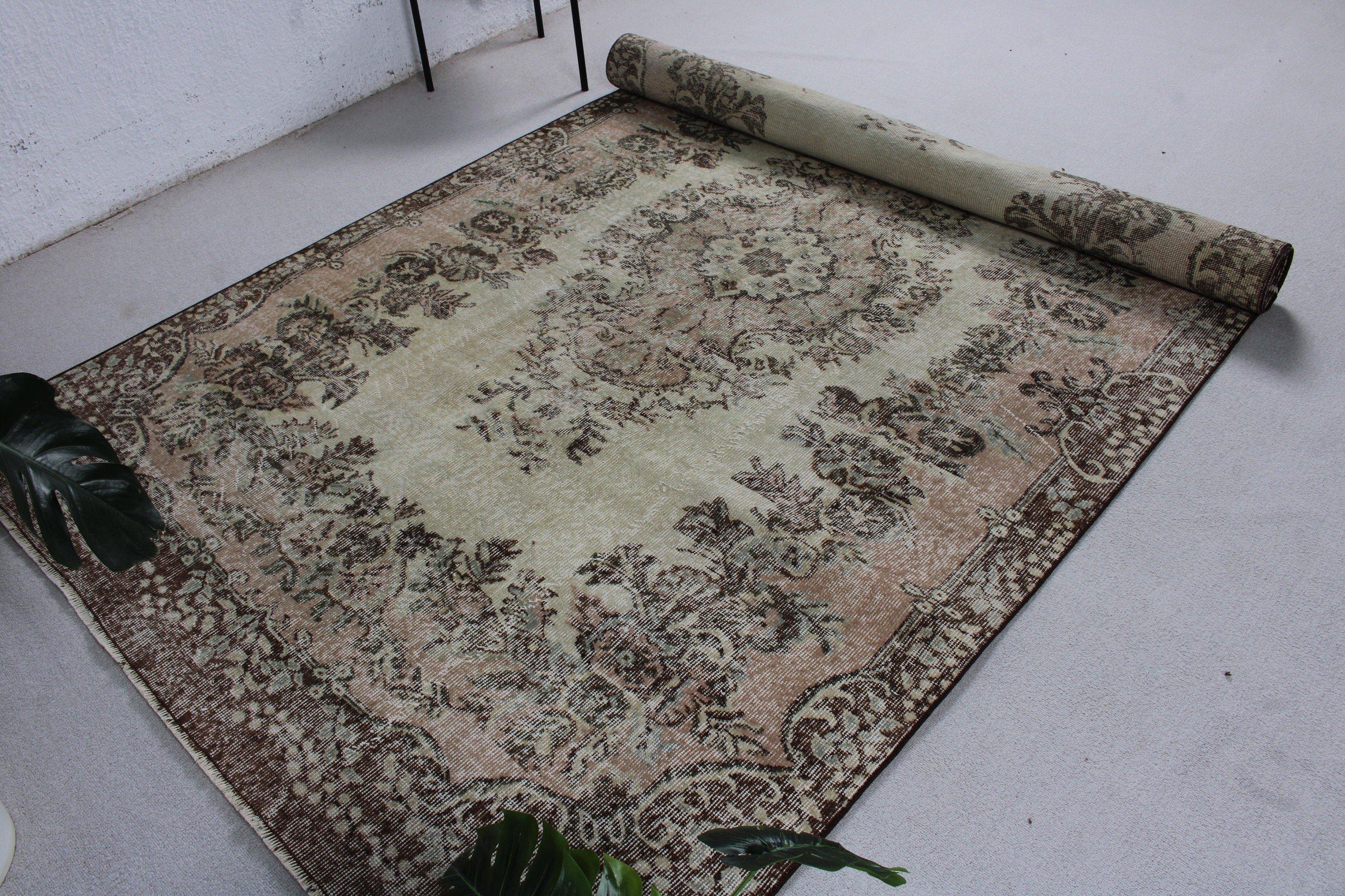 Yatak Odası Halısı, Yün Halı, Vintage Halı, 5.6x9.2 ft Büyük Halı, Bej Yün Halılar, Yemek Odası Halıları, Kabile Halısı, Mutfak Halıları, Türk Halısı