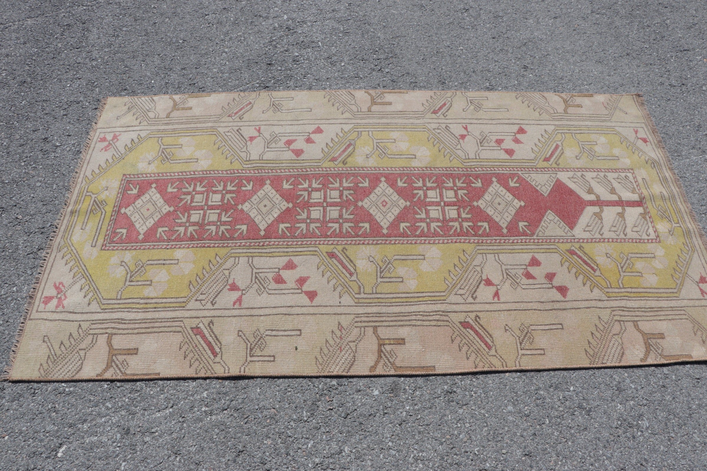 Çocuk Halısı, Giriş Halıları, Sarı Yatak Odası Halısı, Vintage Halı, Yatak Odası Halısı, 3.3x6 ft Accent Halı, Türk Halısı, Giriş Halıları, Anadolu Halıları