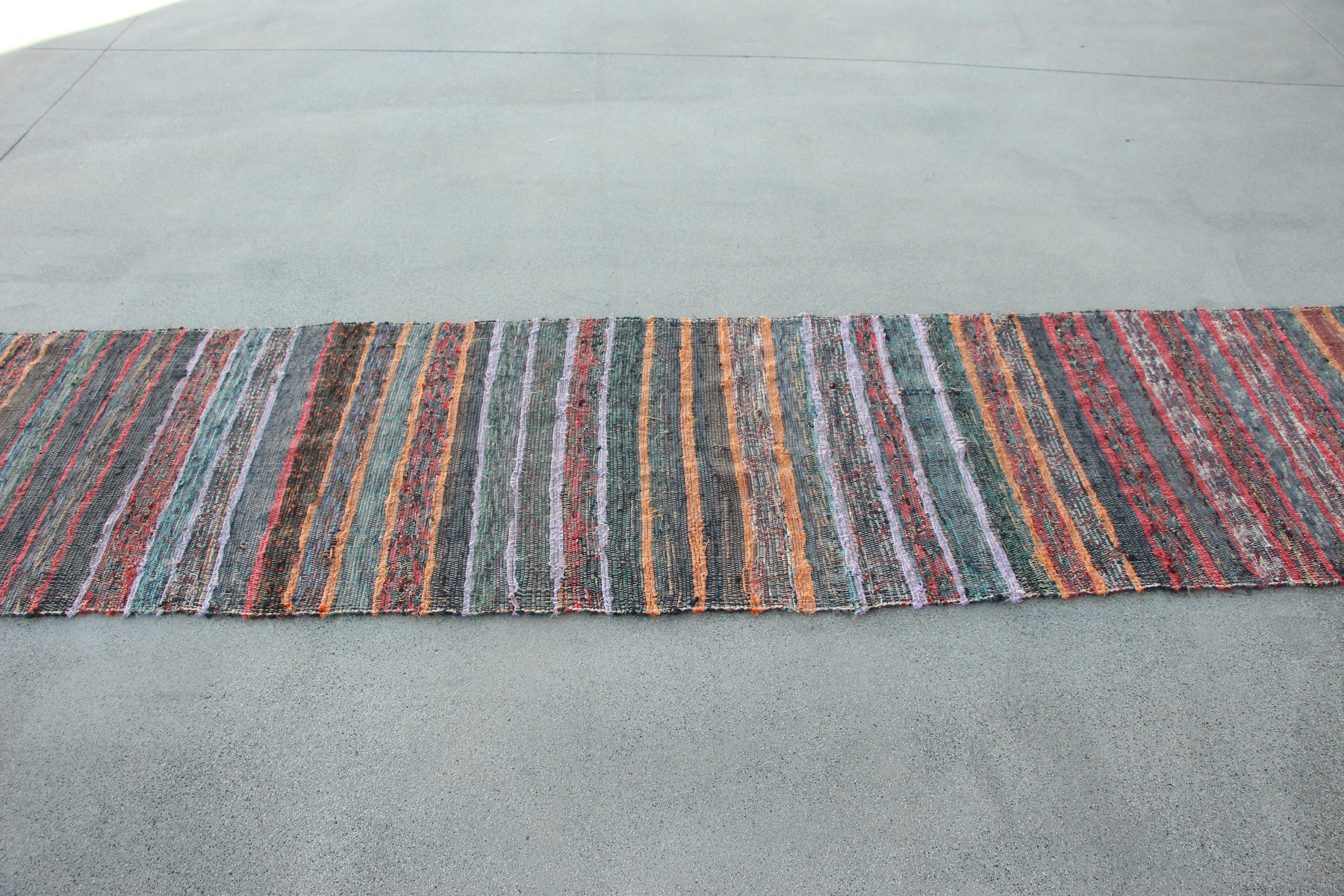 Turkish Rug, Boho Rug, Stair Rug, Rugs for Stair, Cool Rugs, 2.4x12.6 ft Runner Rugs, Rainbow Floor Rug, Vintage Rug, Kilim