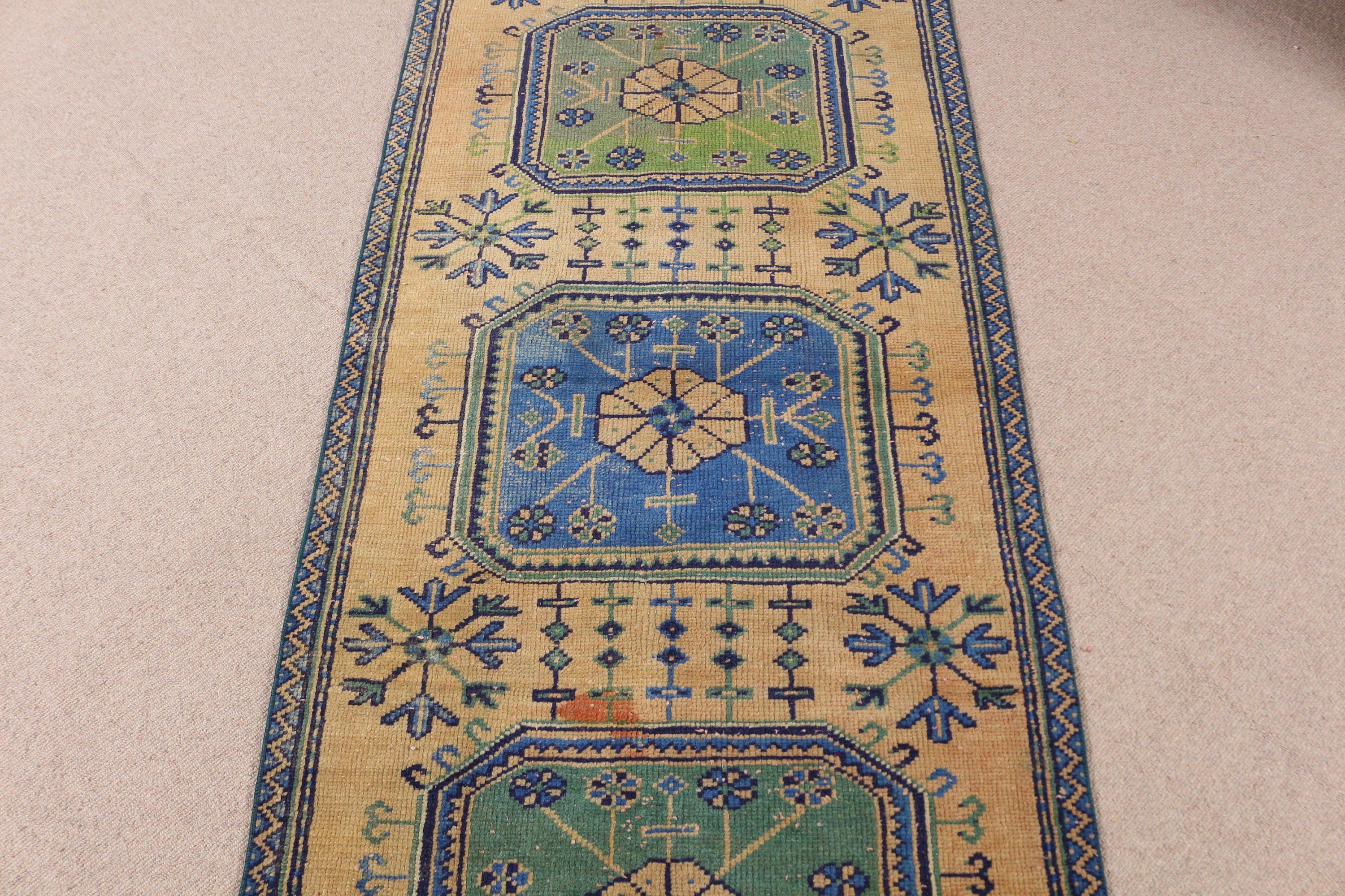 Beni Ourain Koşucu Halısı, Turuncu Yer Halıları, 2.9x11.3 ft Koşucu Halısı, Koridor Halıları, Türk Halıları, Düz Dokuma Halılar, Vintage Halı, Modern Halılar