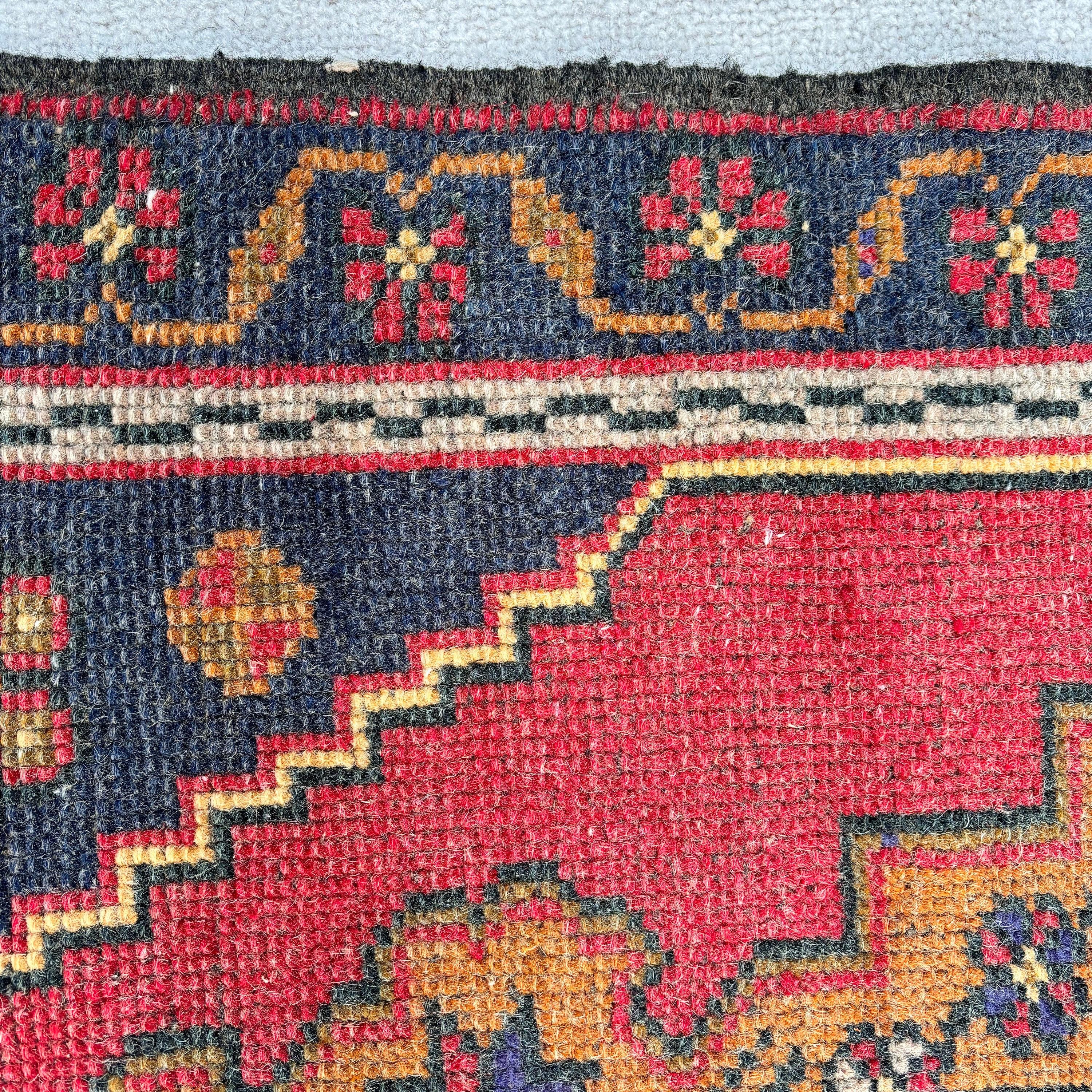 Vintage Rug, 1.8x3.4 ft Small Rugs, Oriental Rugs, Turkish Rug, Kitchen Rugs, Door Mat Rugs, Red Moroccan Rug, Statement Rug, Outdoor Rugs