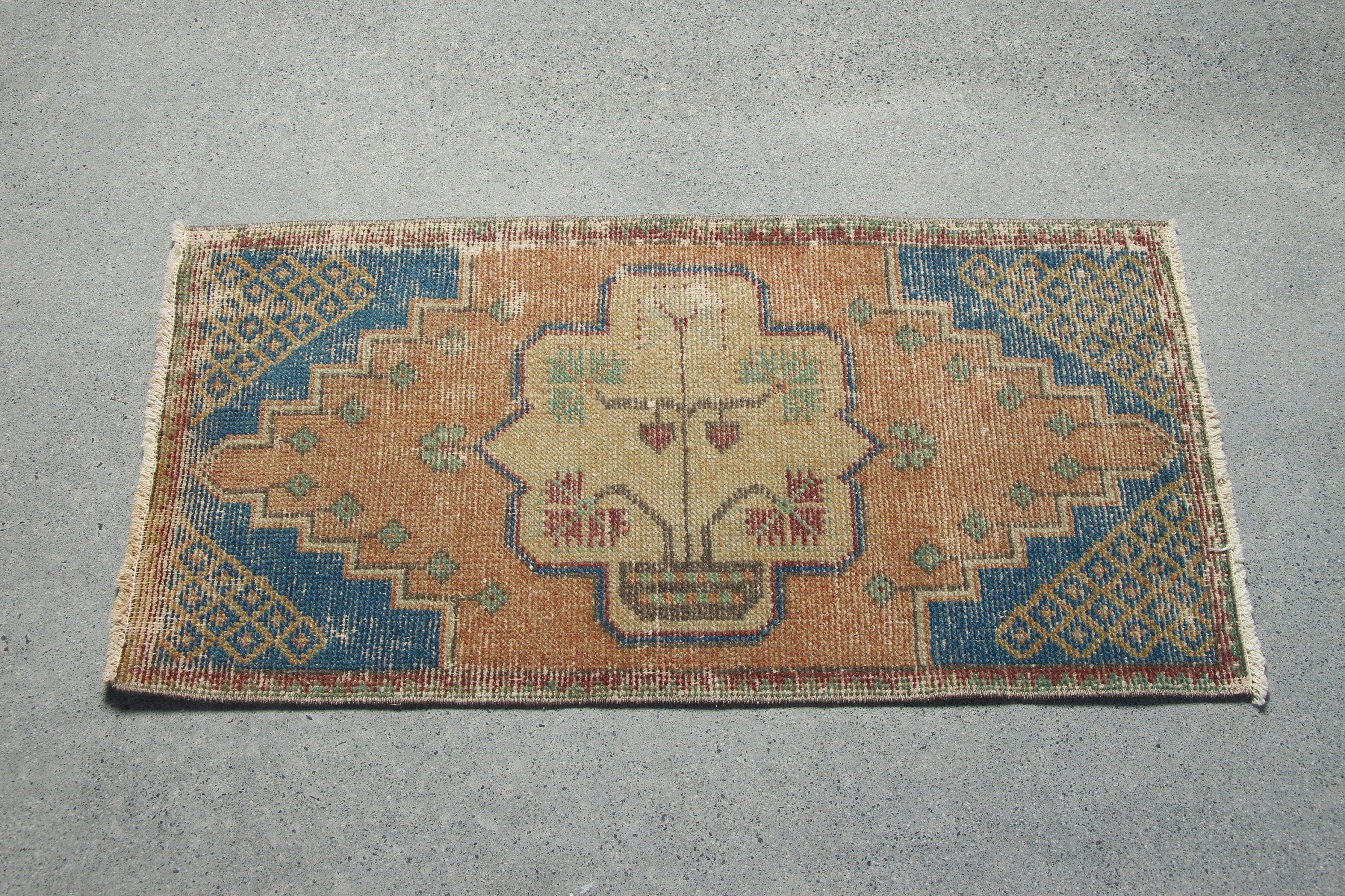 Turkish Rugs, Anatolian Rug, Art Rug, Kitchen Rugs, Vintage Rug, Oriental Rug, Wall Hanging Rug, Orange  1.6x3.1 ft Small Rug