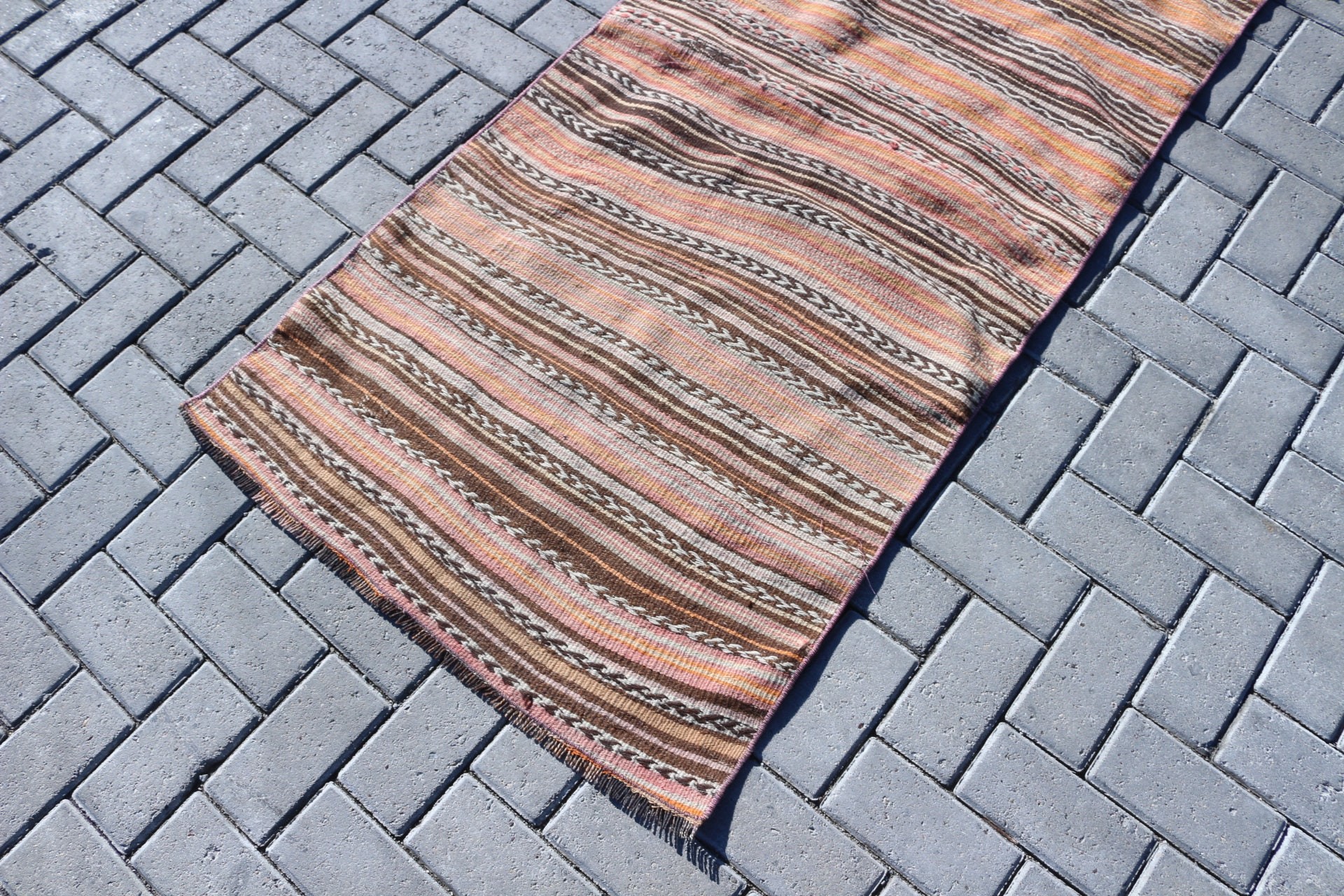 Car Mat Rug, Brown Moroccan Rugs, Wool Rug, Vintage Rug, Kilim, Old Rug, 2.6x5.3 ft Small Rugs, Rugs for Entry, Turkish Rug, Kitchen Rug