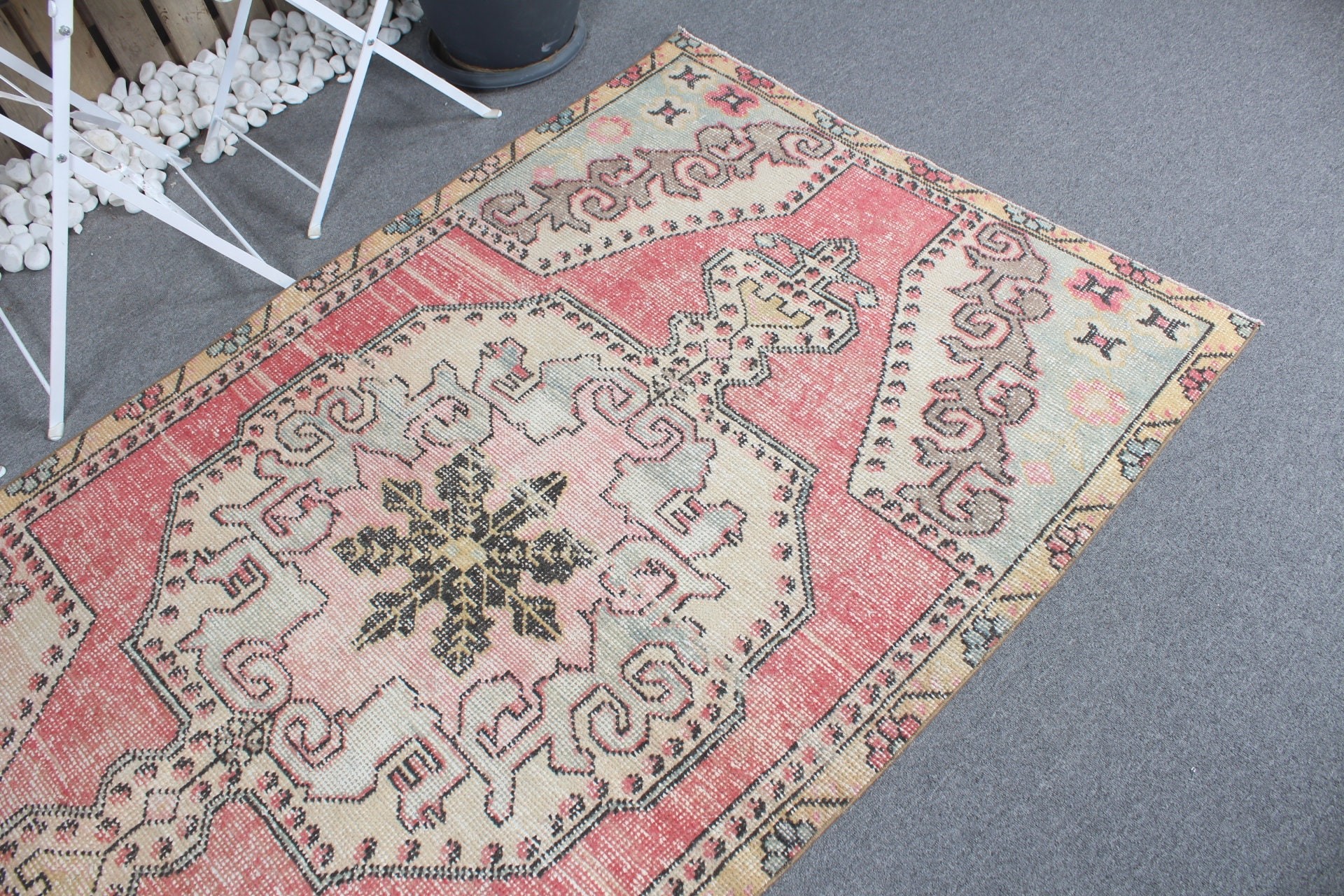 Bedroom Rugs, Turkish Rugs, 3.8x7.2 ft Area Rugs, Rugs for Nursery, Cool Rug, Vintage Rug, Pink Floor Rug, Boho Area Rug Rugs, Kitchen Rug