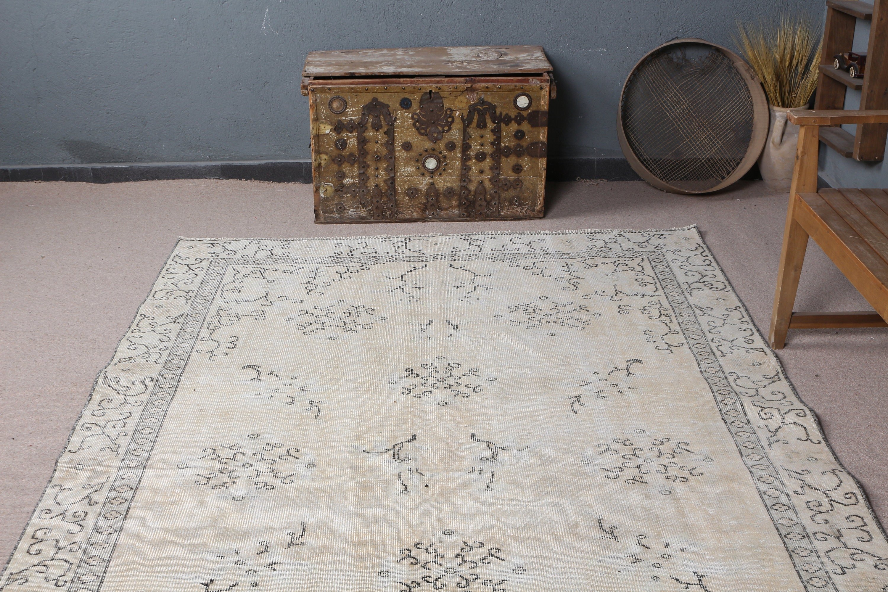 5.8x8.8 ft Large Rug, Turkish Rug, Turkey Rug, Floor Rug, Bedroom Rug, Vintage Rugs, Living Room Rug, Dining Room Rugs, Beige Antique Rug