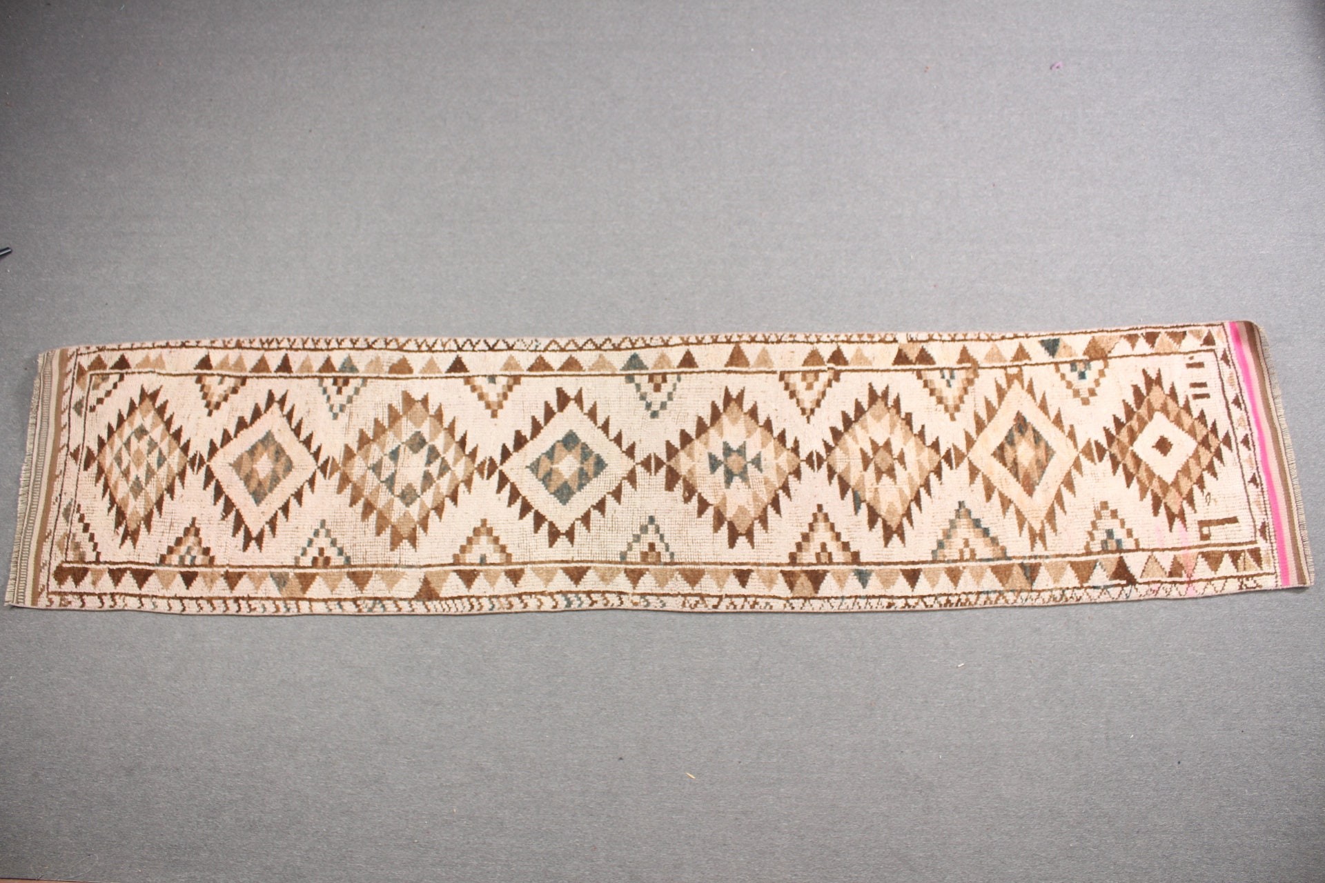 2.8x12.5 ft Runner Halılar, Bej Antika Halılar, Vintage Halı, Merdiven Halısı, Türk Halıları, Eski Halı, Sanat Halısı, Yün Halı, Merdiven Halıları, Oryantal Halı