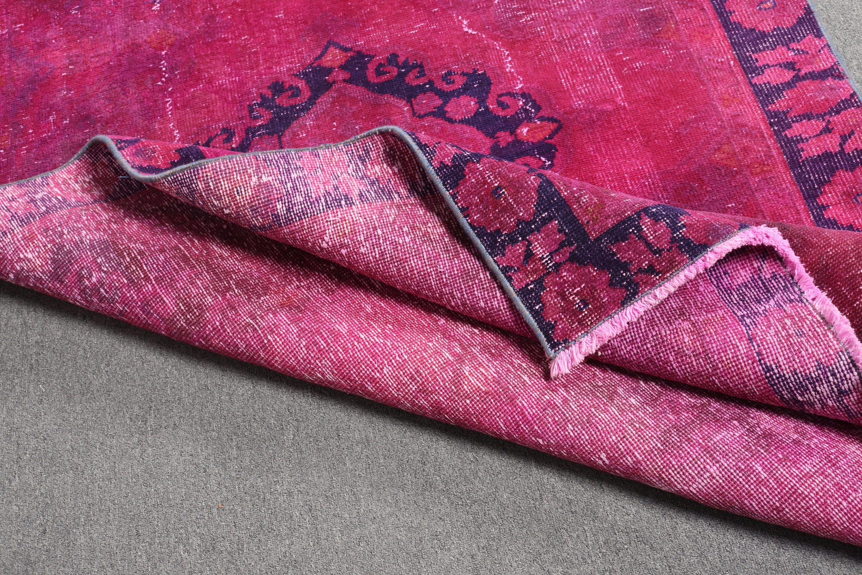 Pink Oushak Rugs, Antique Rug, Corridor Rug, Office Rug, Turkish Rugs, Home Decor Rugs, Vintage Rug, 4x12.2 ft Runner Rug, Hallway Rug