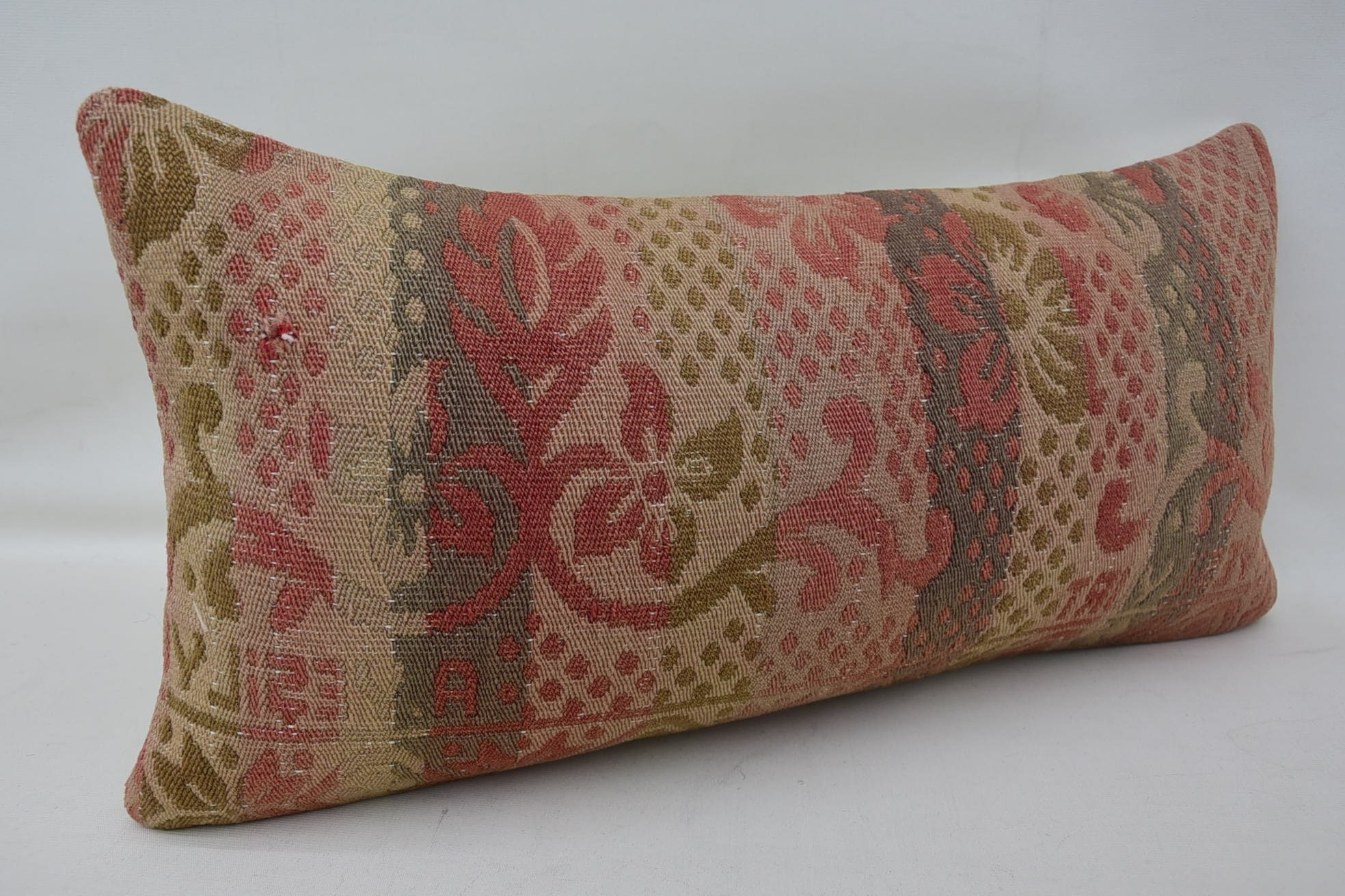 Handmade Kilim Cushion, 12"x24" Red Pillow Case, Cotton Pillow Sham, Vintage Kilim Pillow, Wholesale Pillow, Antique Pillows