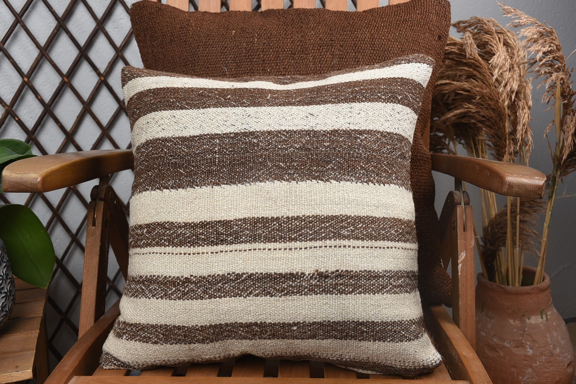 Boho Yastık Sham Kılıfı, 16"x16" Beyaz Yastık Kılıfı, Pamuklu Minder Kılıfı, Kilim Yastık, Türk Yastığı, Aztek Yastık Kılıfı