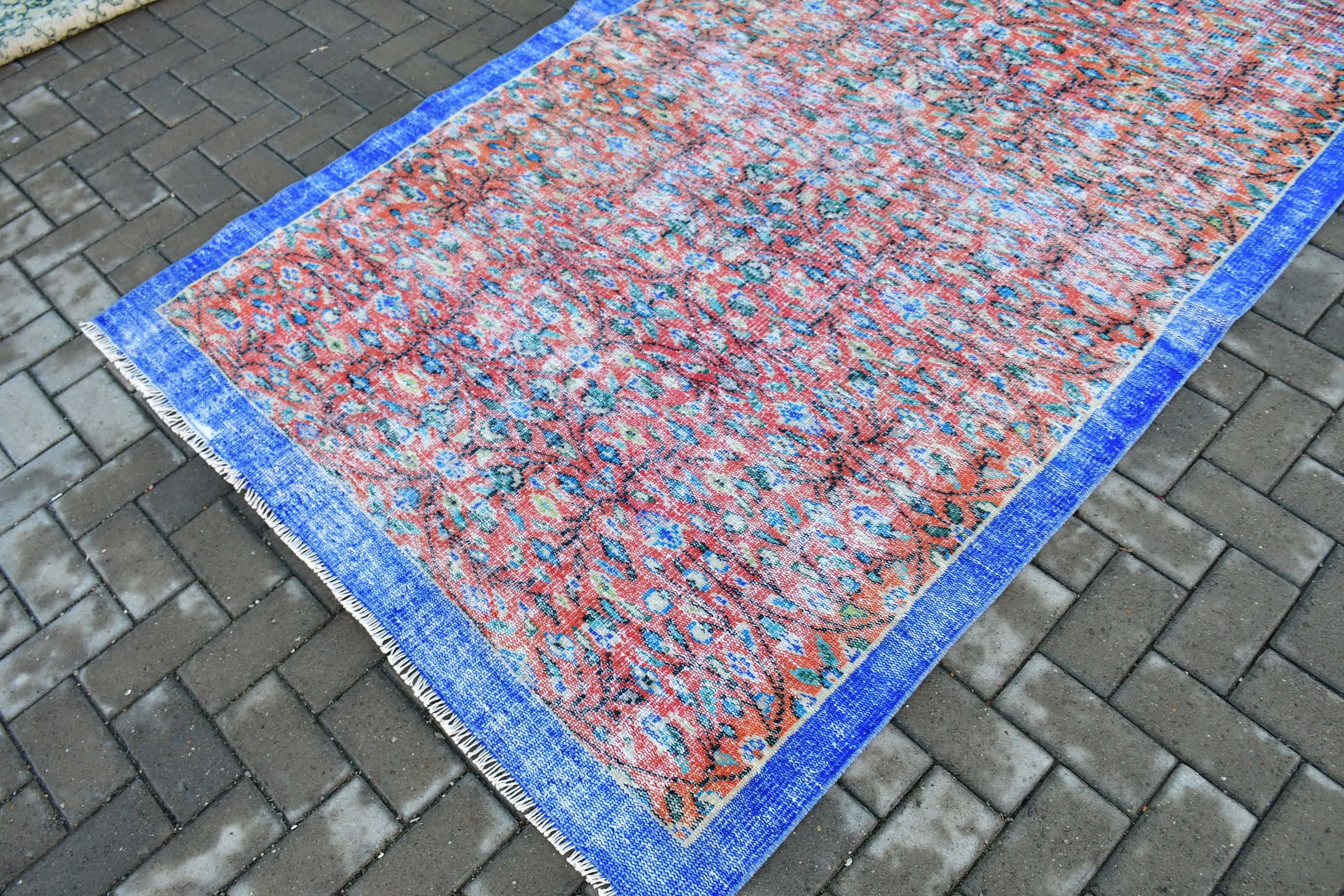 Kitchen Rug, Vintage Rug, Turkish Rugs, Rugs for Kitchen, Red Wool Rugs, Hand Knotted Rugs, Bright Rug, Moroccan Rug, 4.8x8.1 ft Area Rug